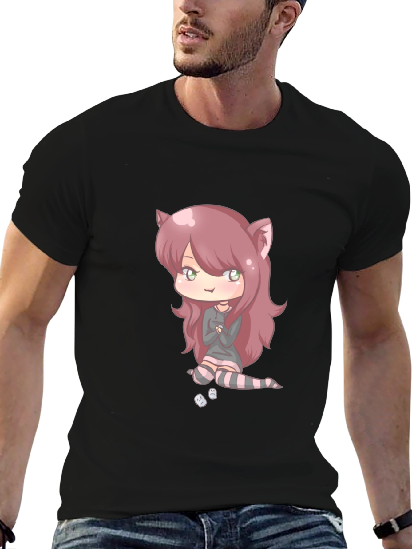 Anime Girl Graphic Black T-Shirt