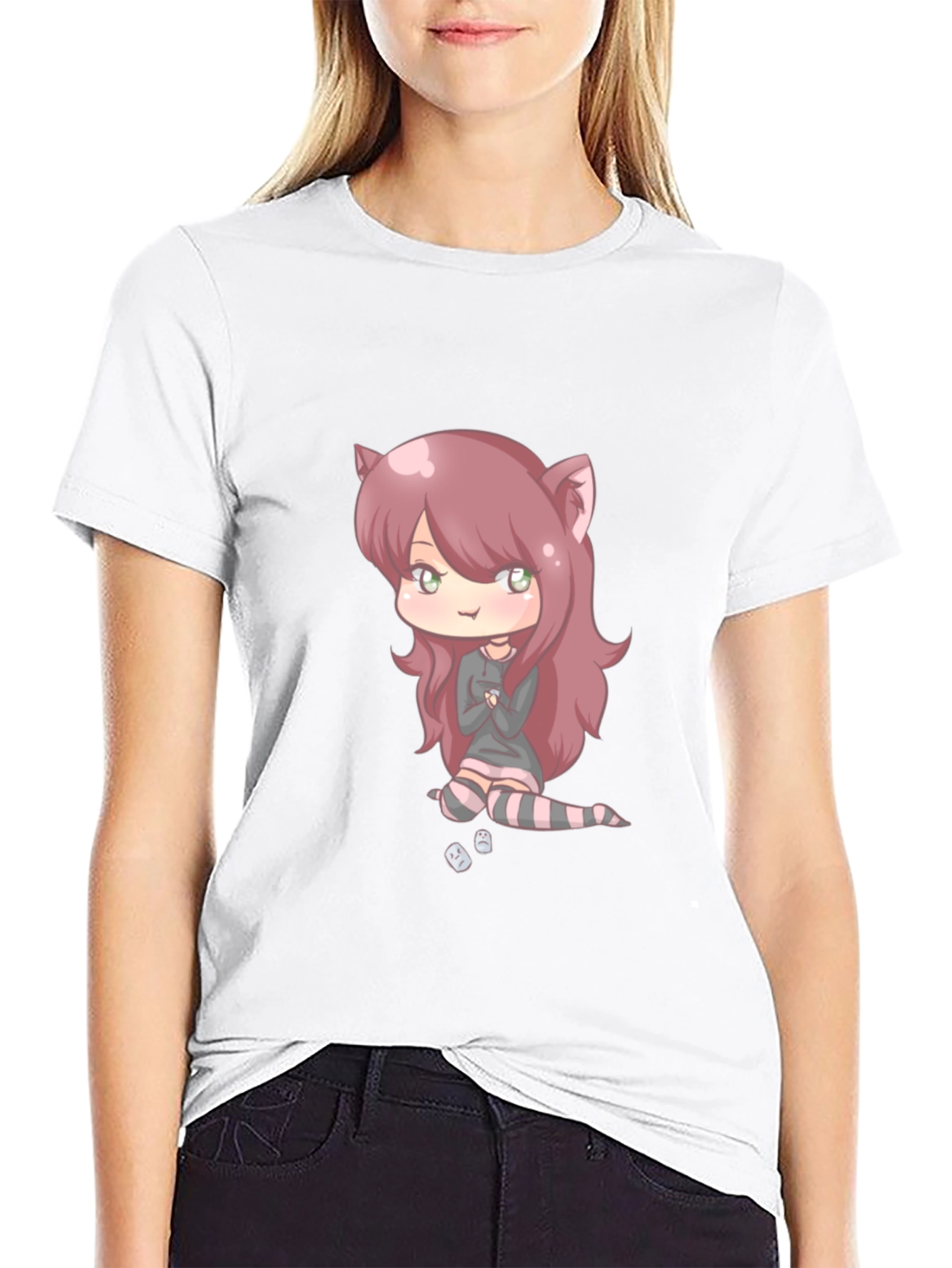 Anime Girl Graphic Black T-Shirt