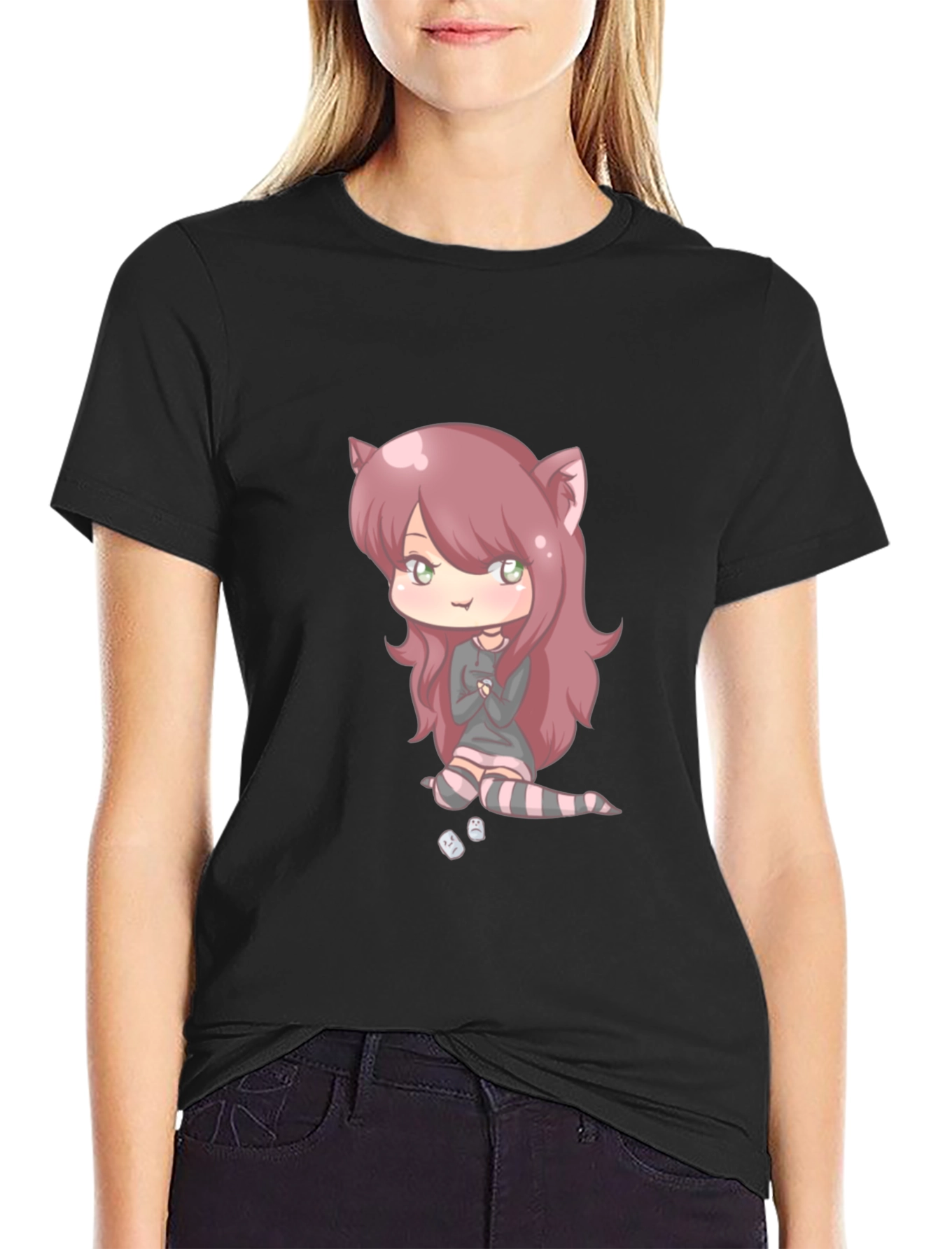 Anime Girl Graphic Black T-Shirt