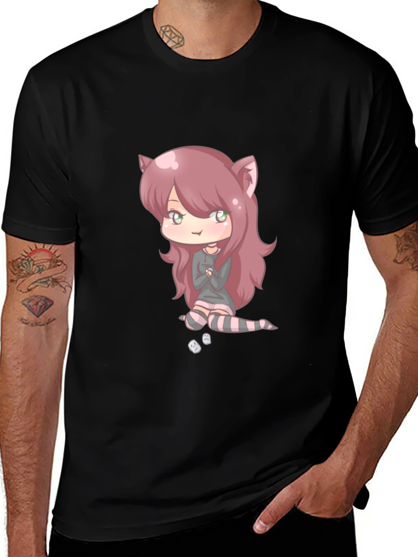 Anime Girl Graphic Black T-Shirt