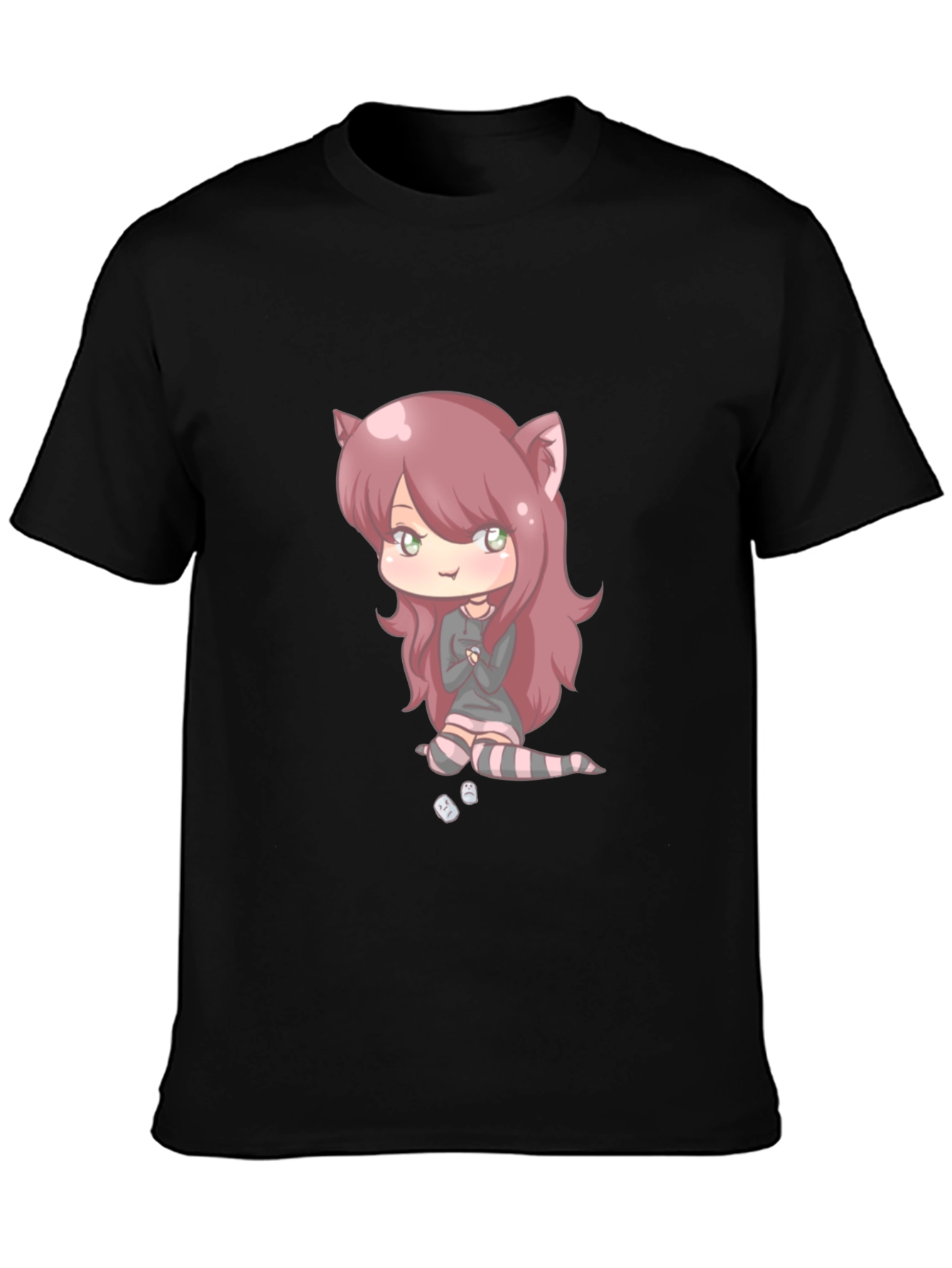 Anime Girl Graphic Black T-Shirt