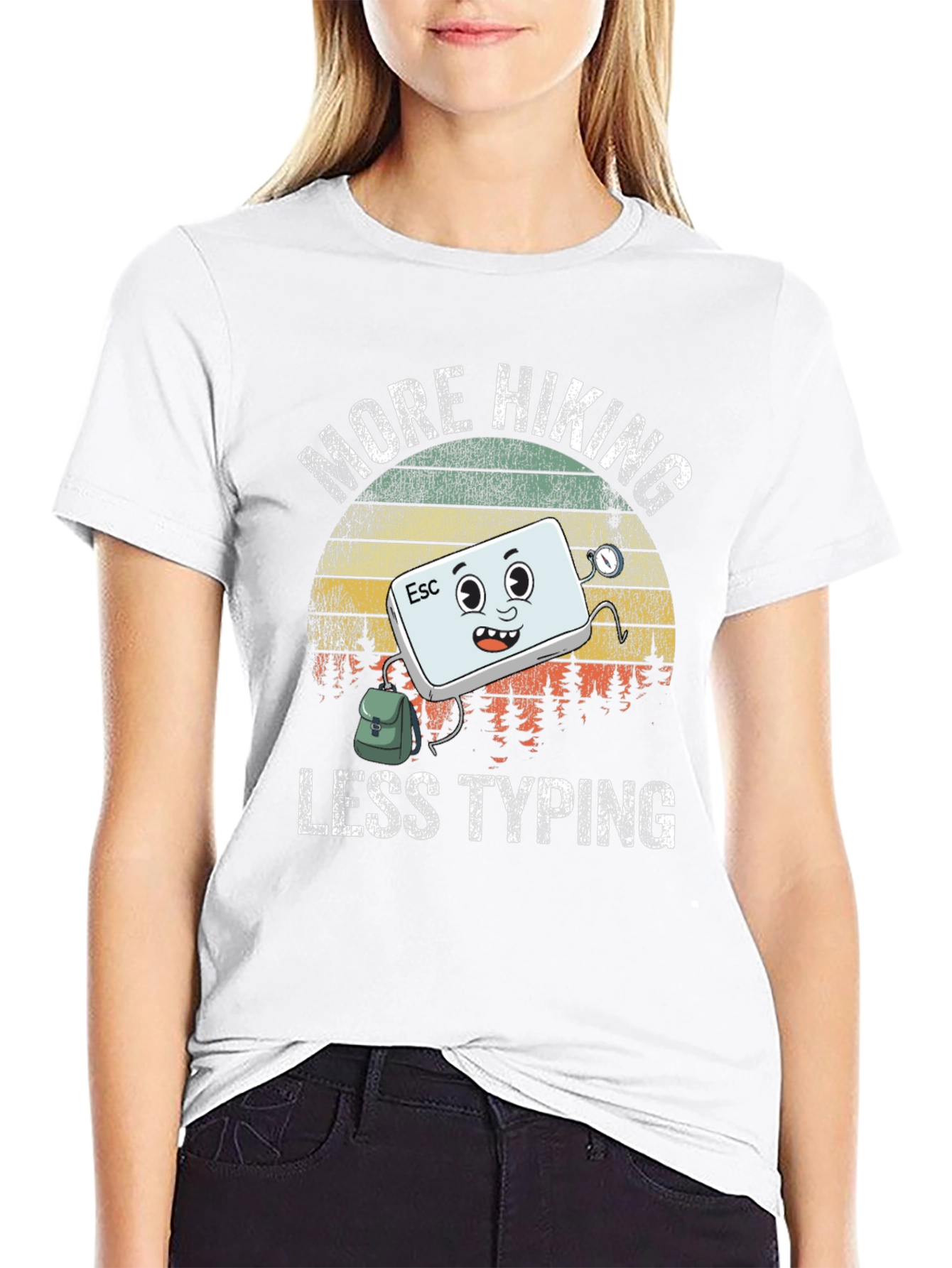 More Hiking Less Typing Graphic T-Shirt
