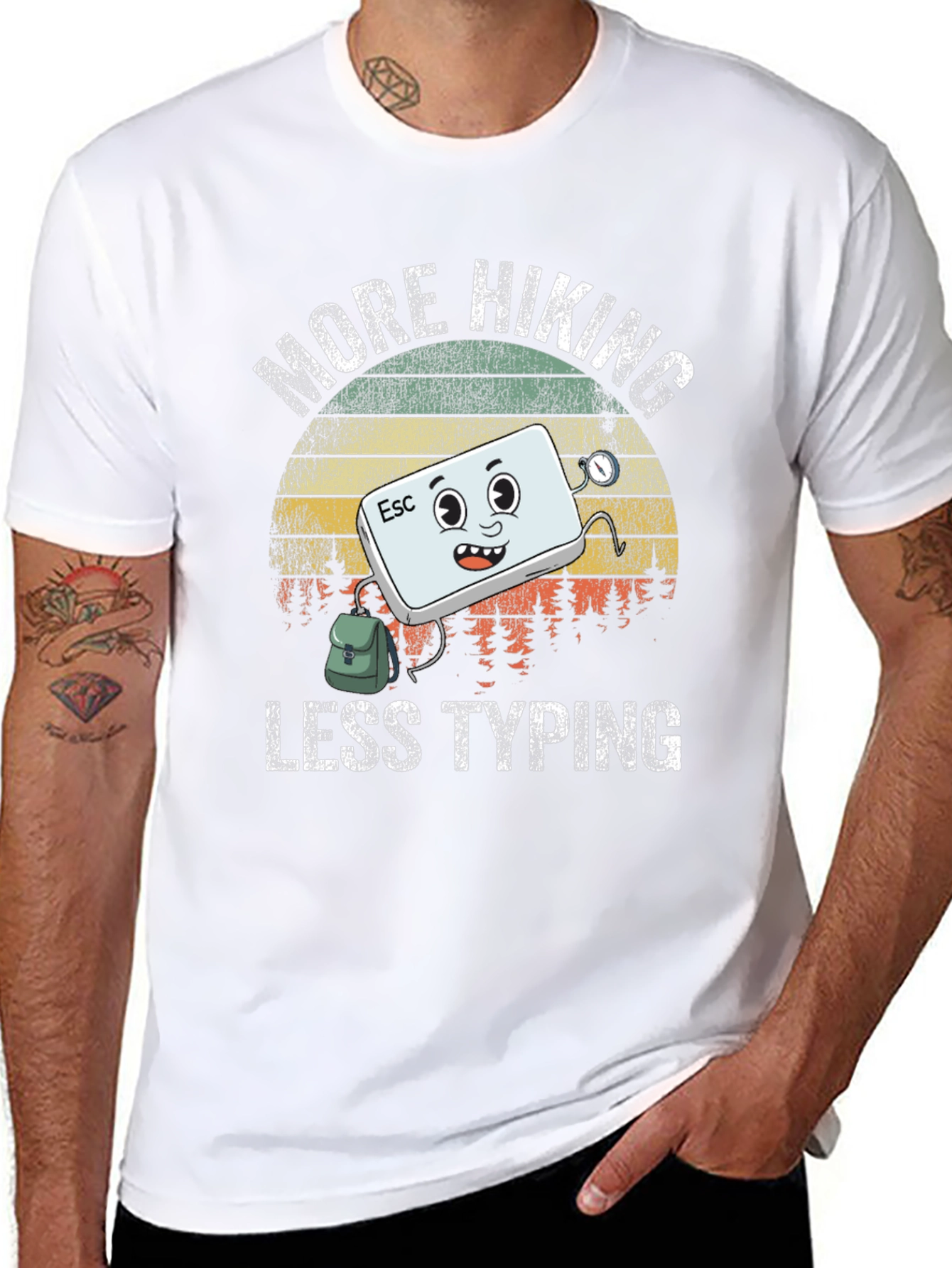 More Hiking Less Typing Graphic T-Shirt