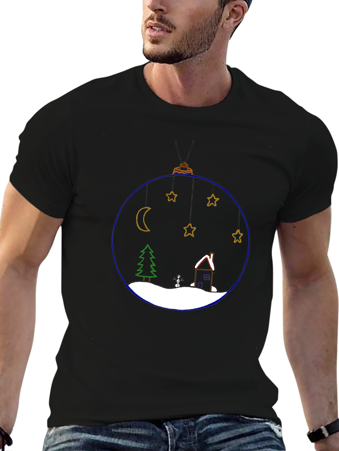 Festive Holiday Ornament T-Shirt - Black
