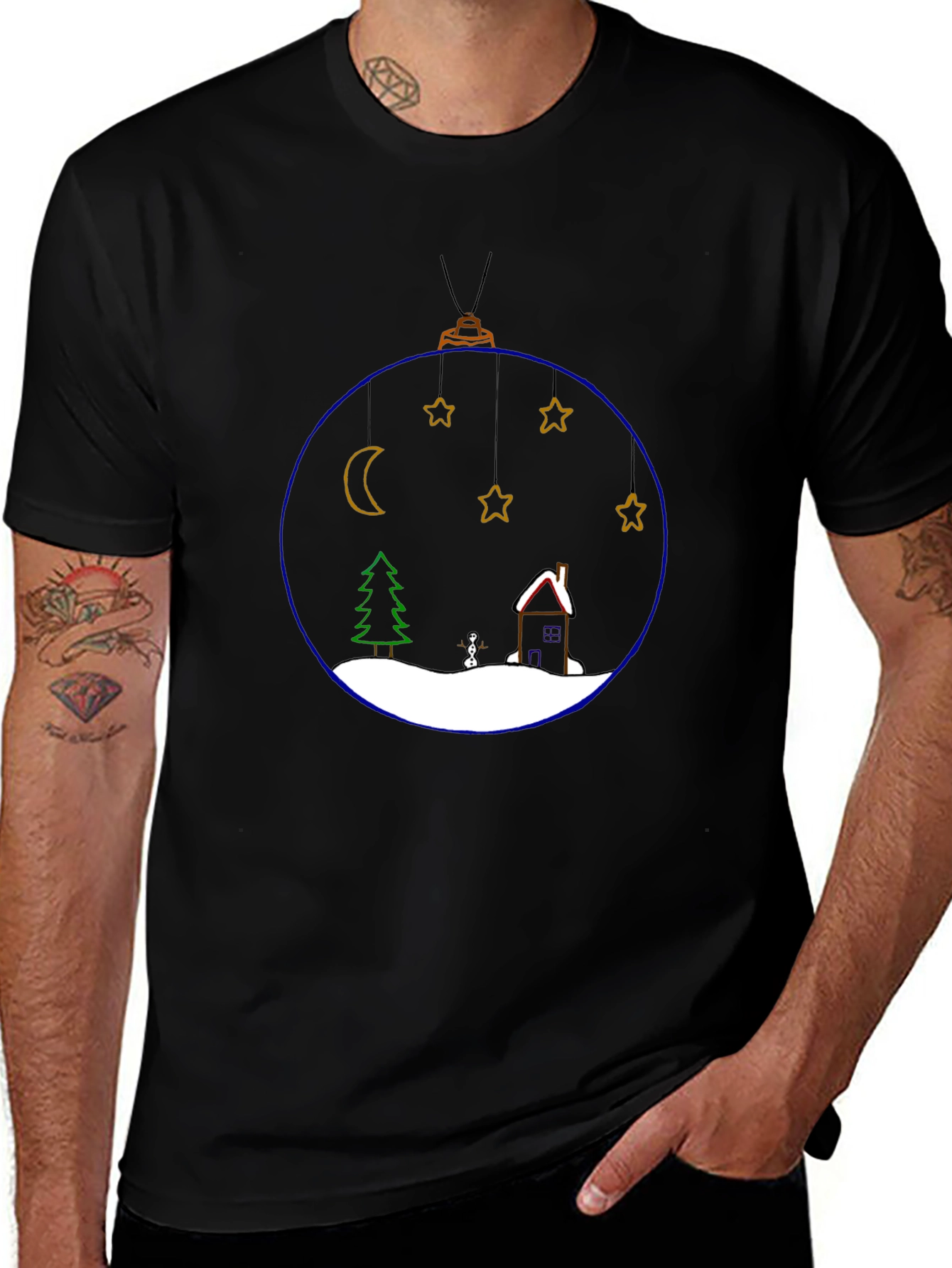 Festive Holiday Ornament T-Shirt - Black