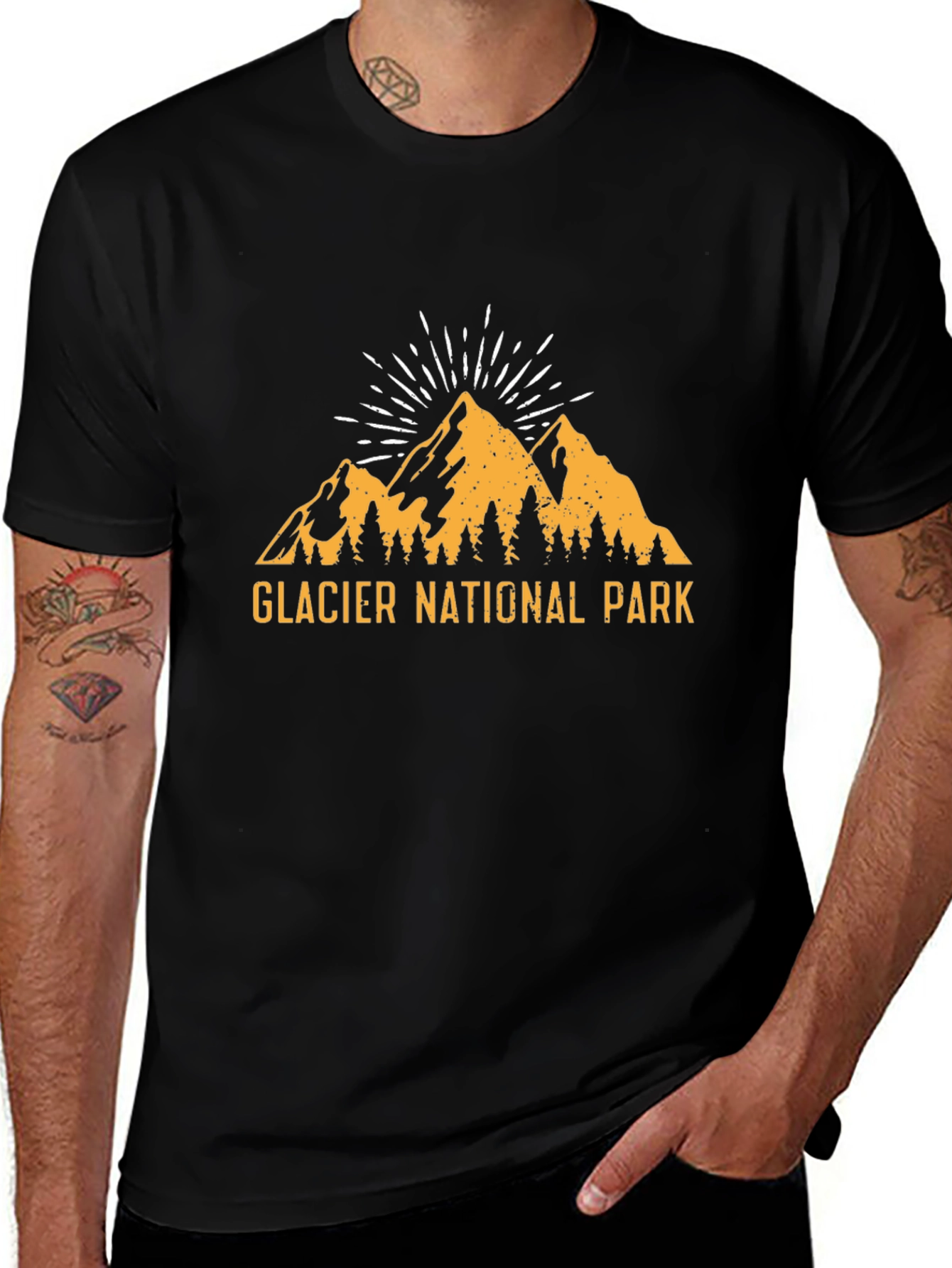 Glacier National Park Graphic T-Shirt - Black