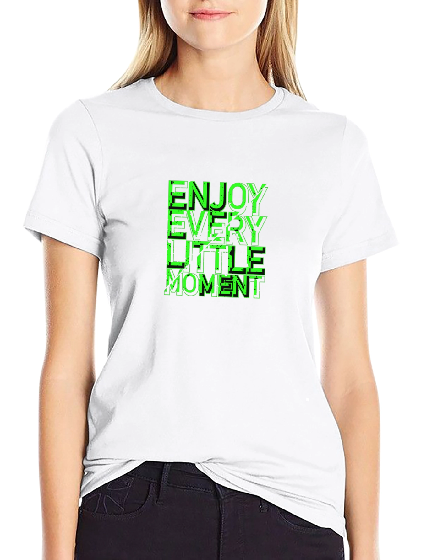 Enjoy Every Little Moment Black Graphic T-Shirt