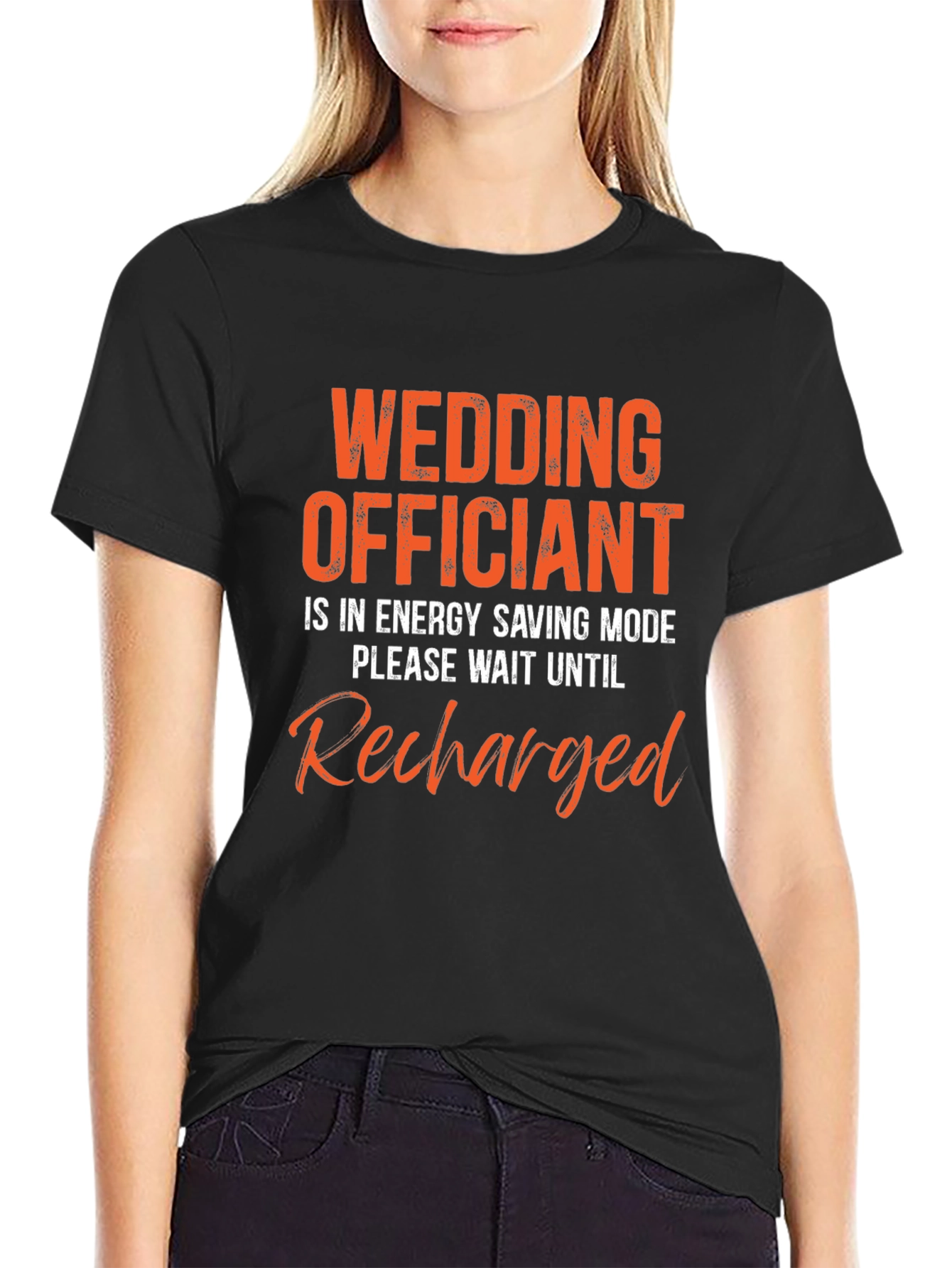 Wedding Officiant Energy Saving Mode Black T-Shirt