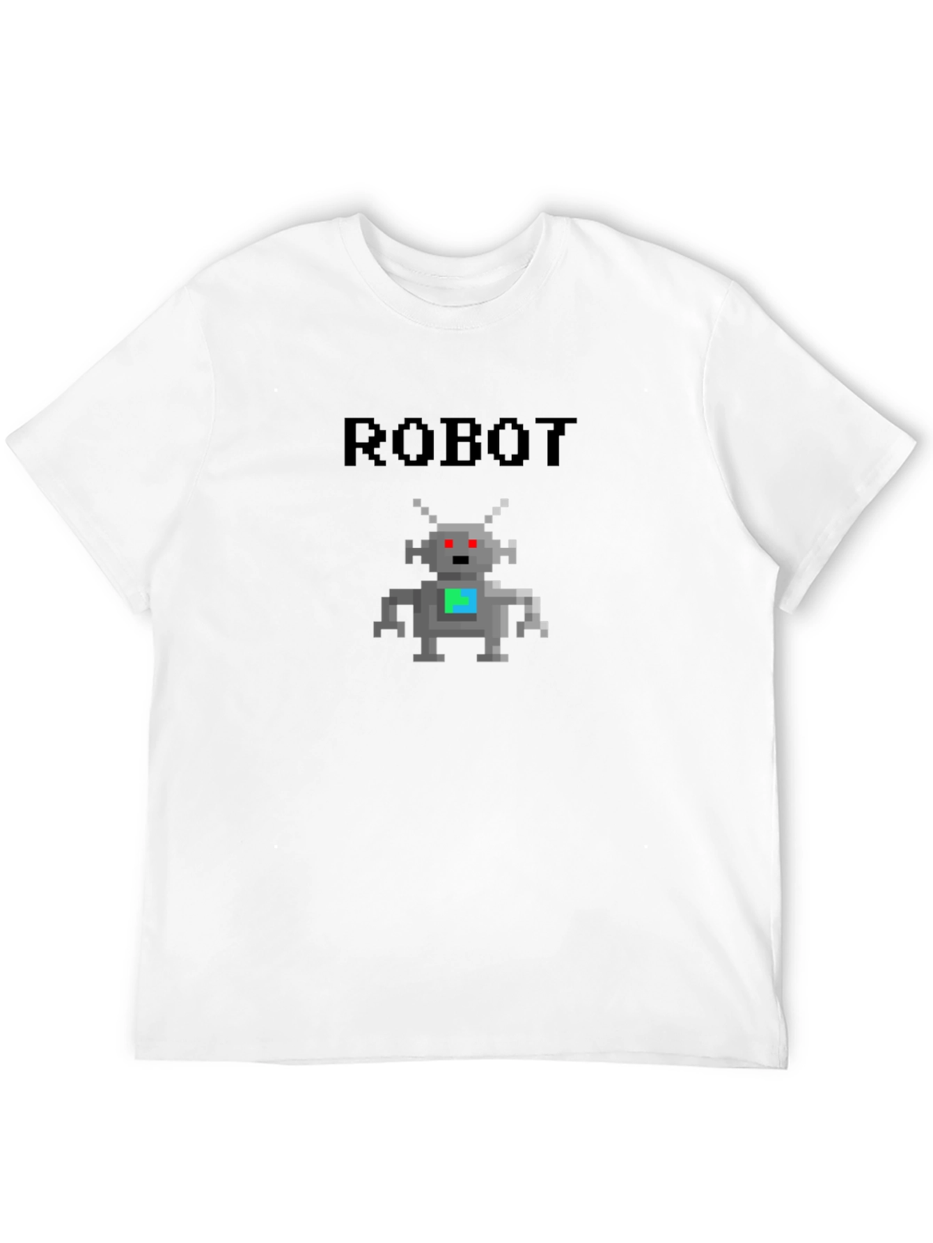Retro Robot Pixel Art Graphic T-Shirt - Black