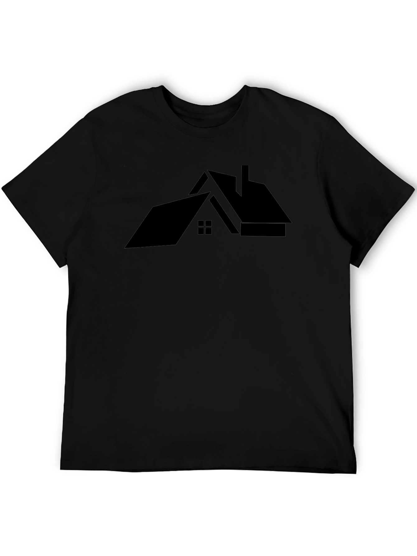 Modern House Graphic Tee - Black Cotton T-Shirt