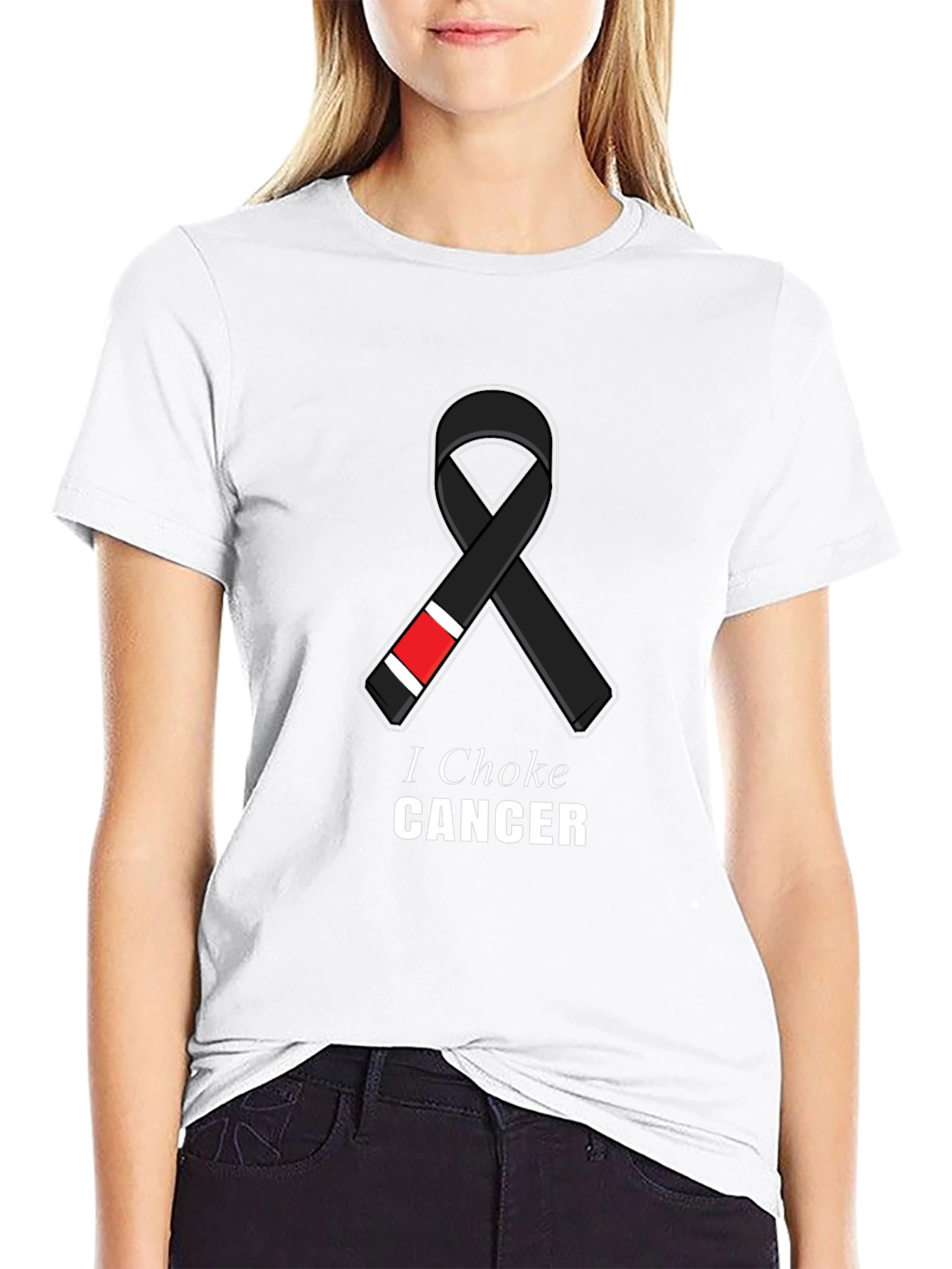 I Choke Cancer Jiu Jitsu Ribbon T-Shirt