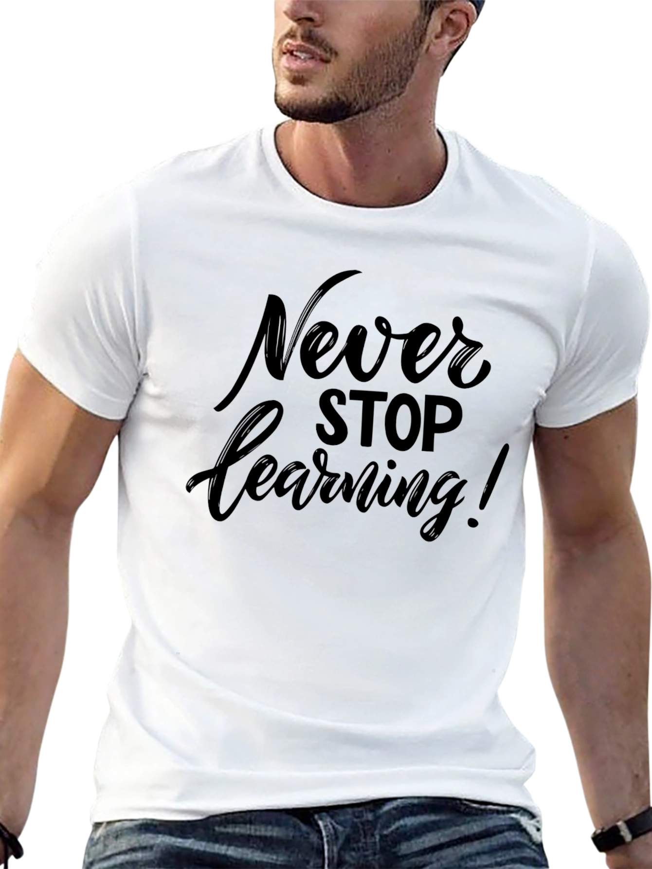 Never Stop Learning Black T-Shirt