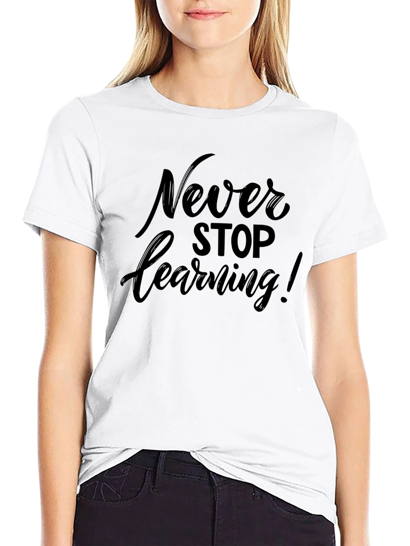 Never Stop Learning Black T-Shirt