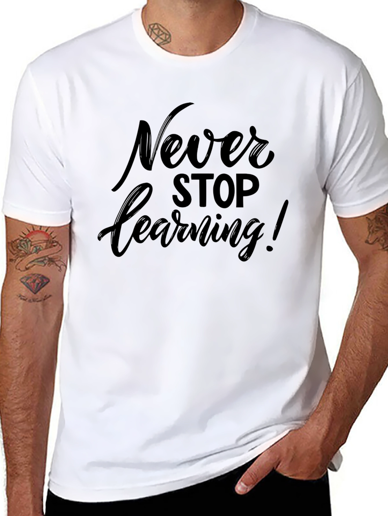 Never Stop Learning Black T-Shirt