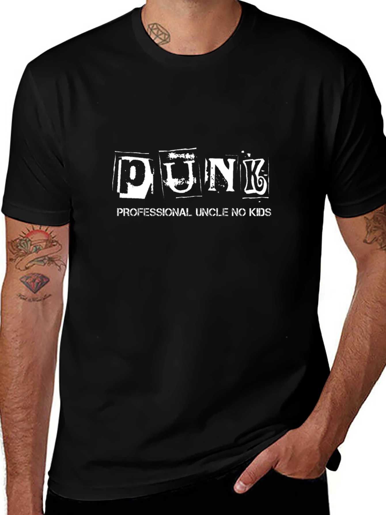 Punk Uncle No Kids T-Shirt - Black Graphic Tee