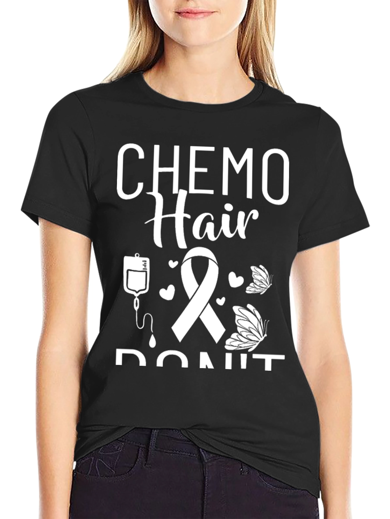 Chemo Hair Dont Care Black T-Shirt