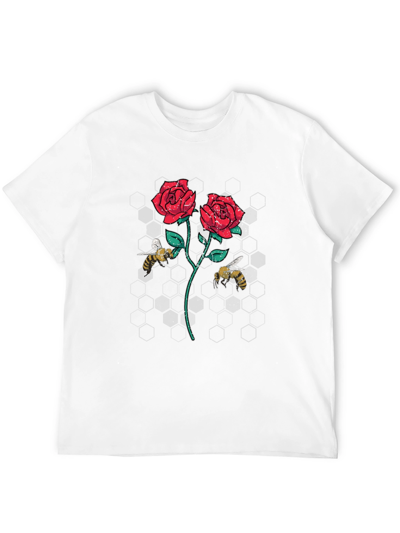 Rose and Bee Graphic T-Shirt - Black