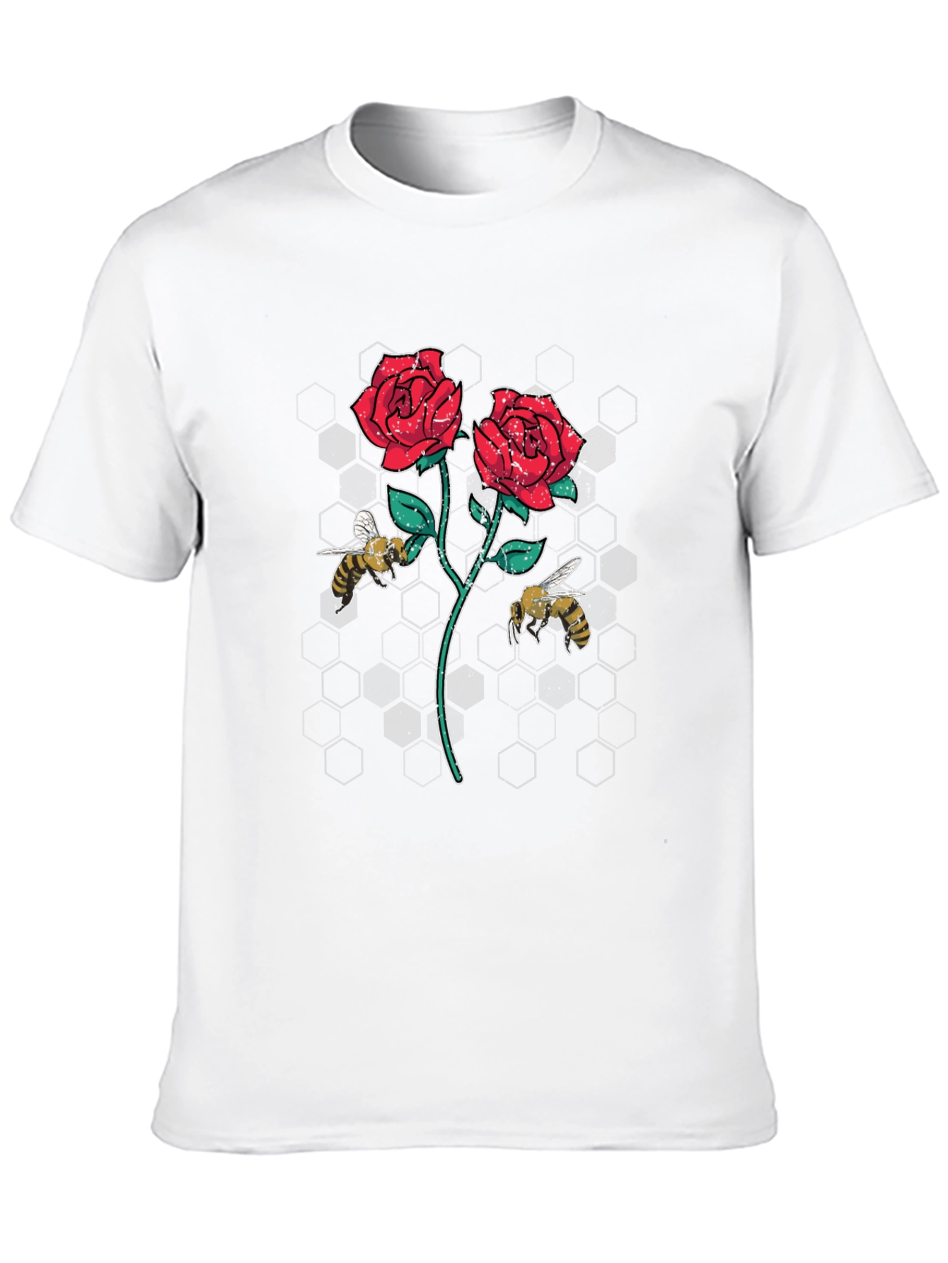 Rose and Bee Graphic T-Shirt - Black