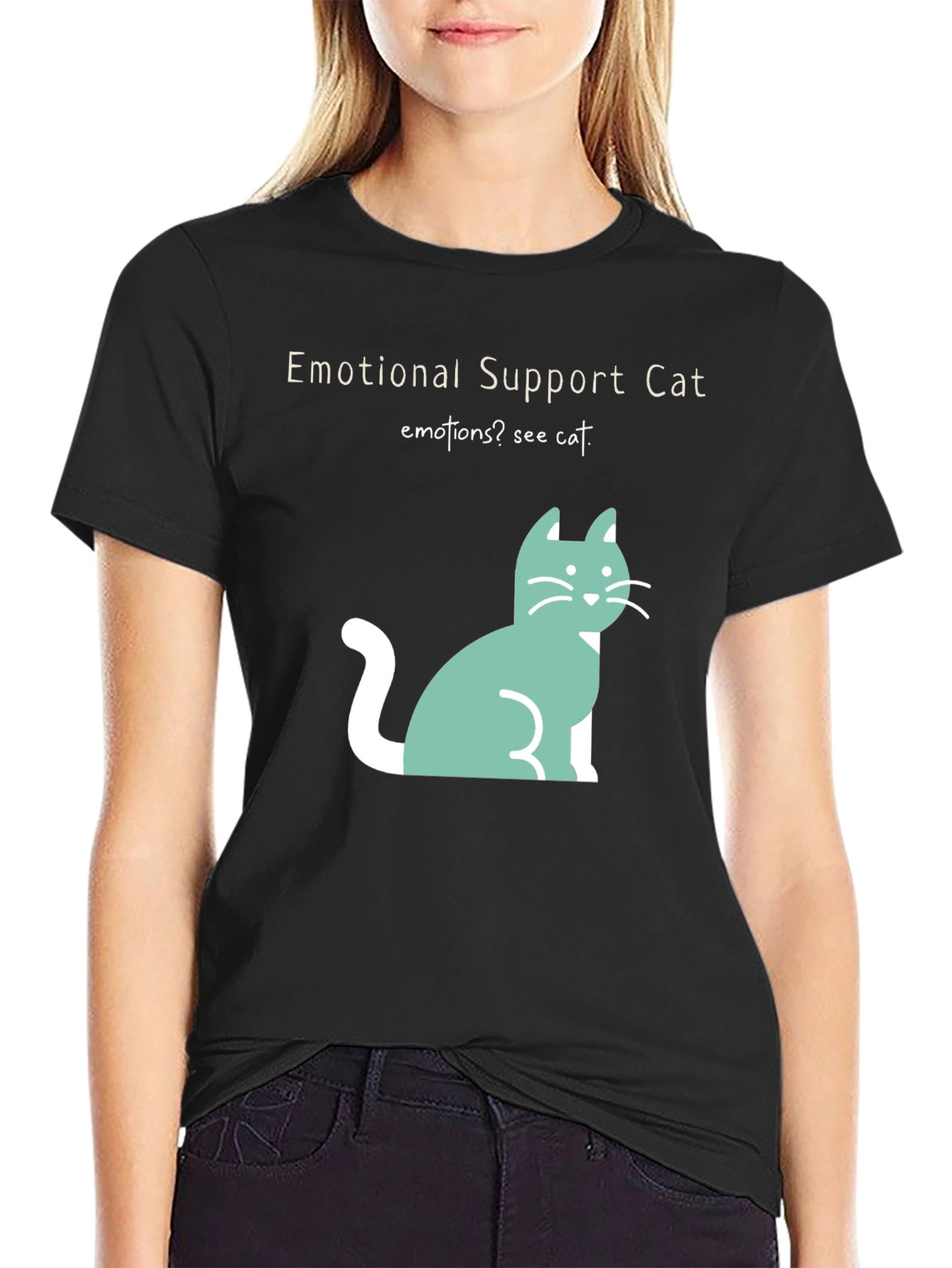 Emotional Support Cat T-Shirt Cute Cat Design