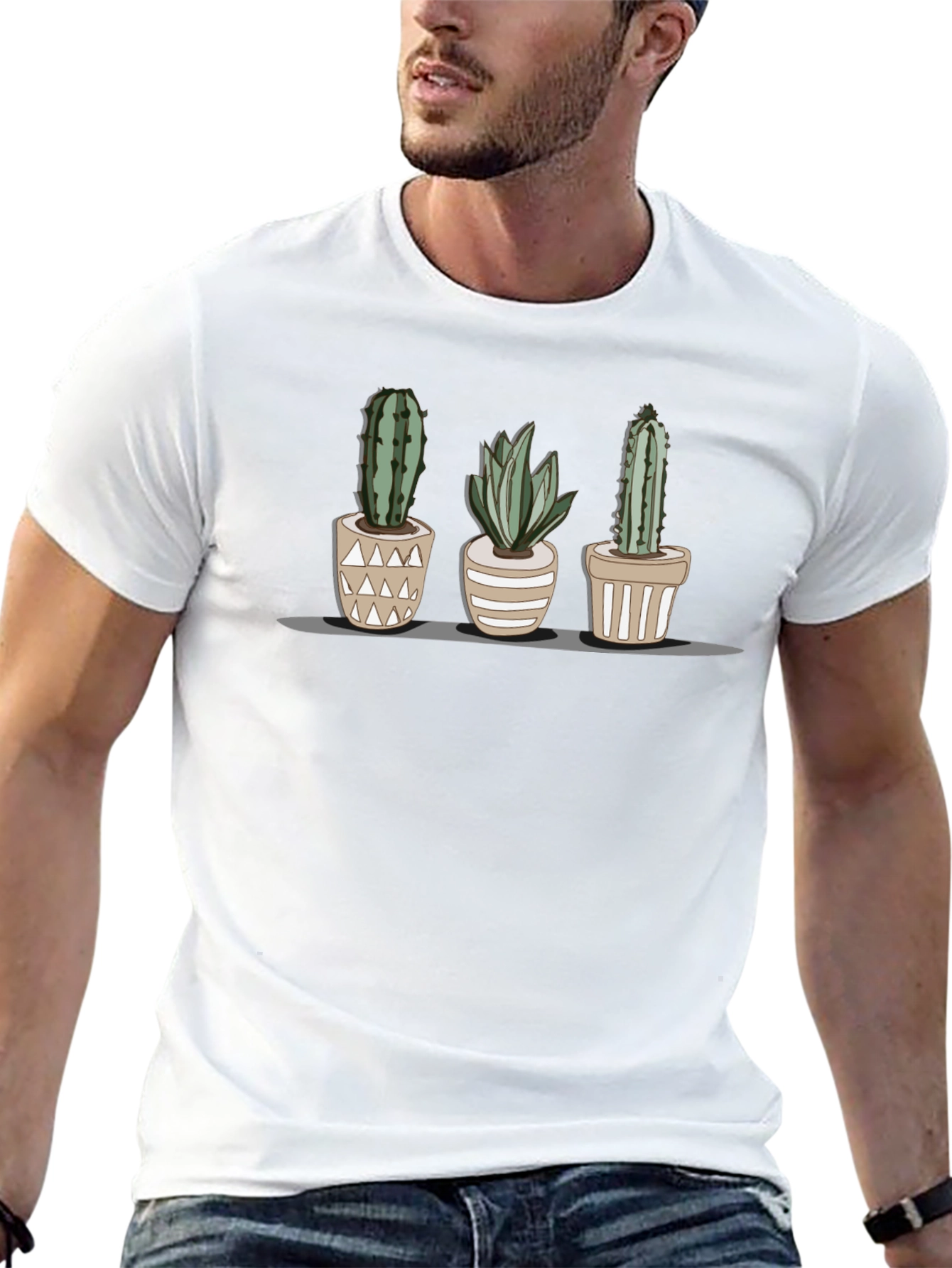 Cactus Trio T-Shirt - Stylish Botanical Print