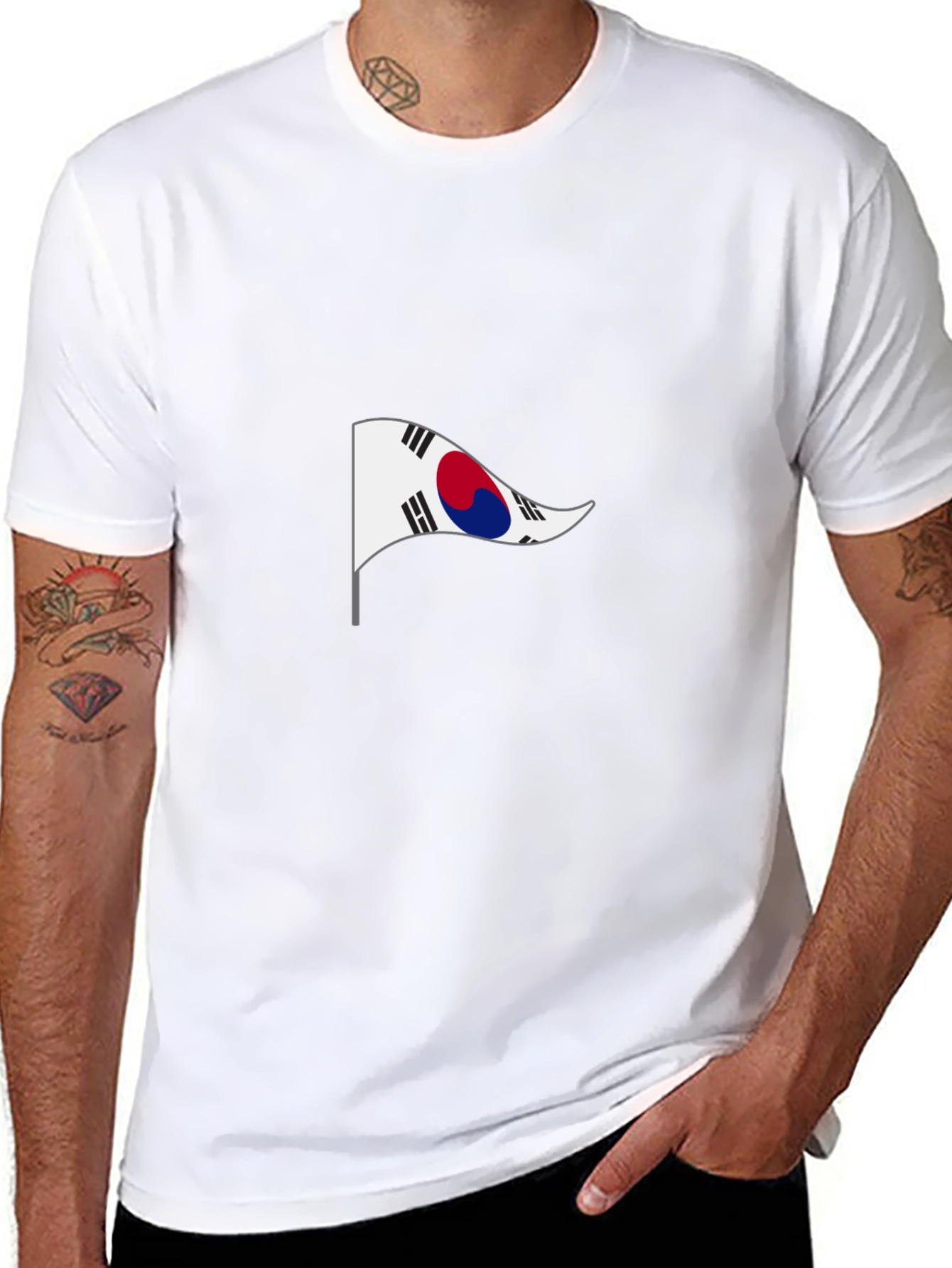 South Korea Flag Black T-Shirt