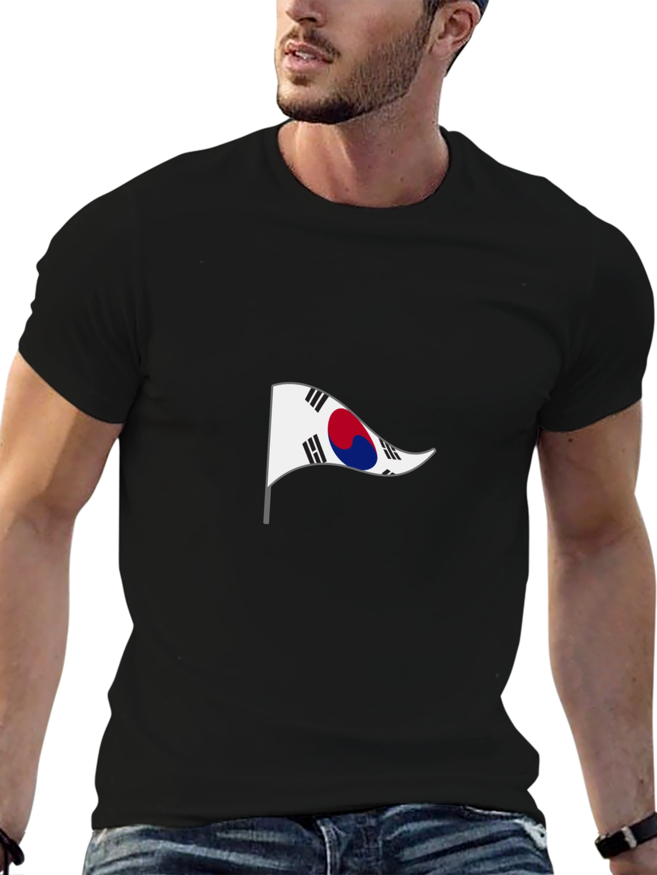 South Korea Flag Black T-Shirt