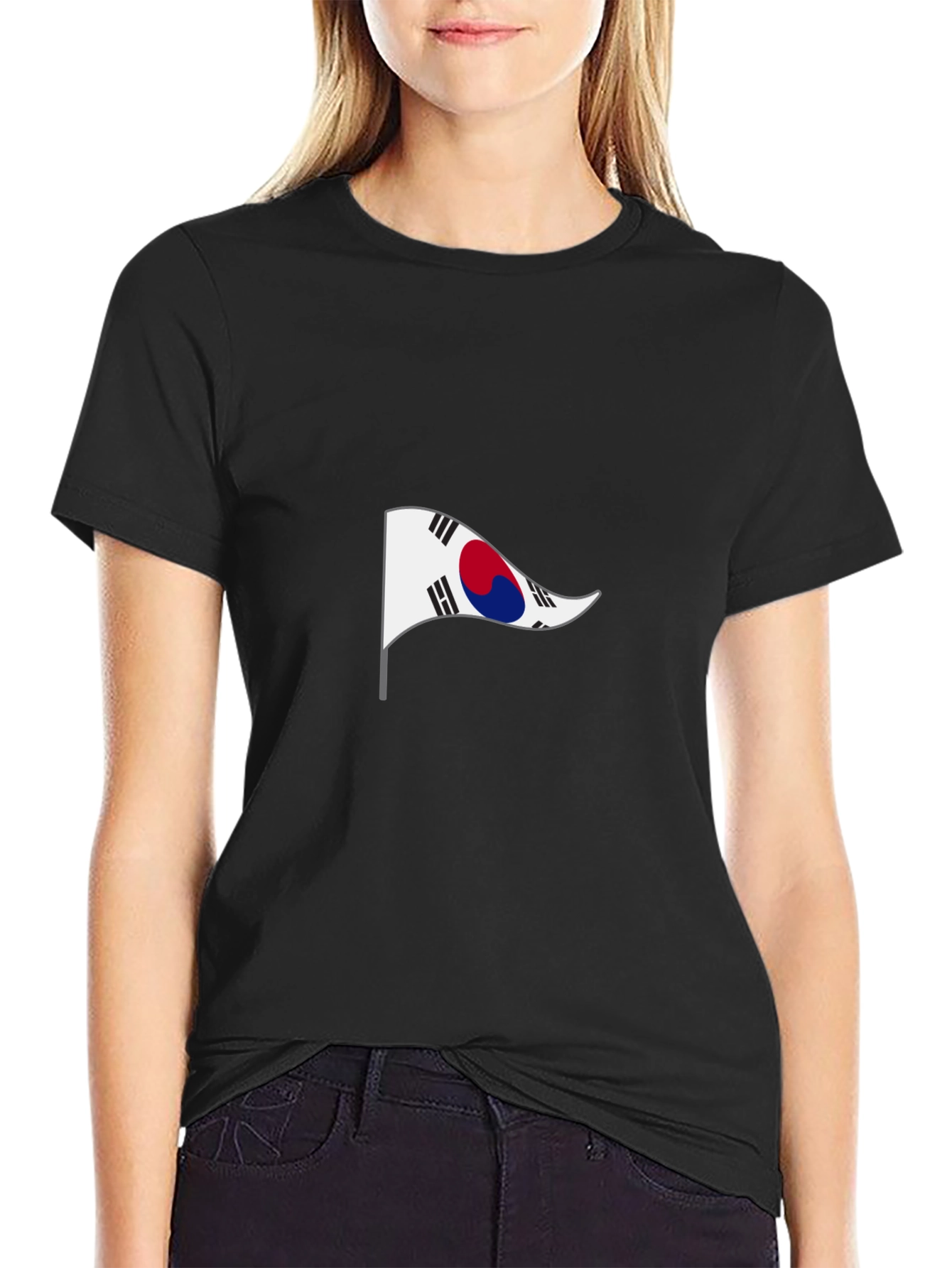 South Korea Flag Black T-Shirt