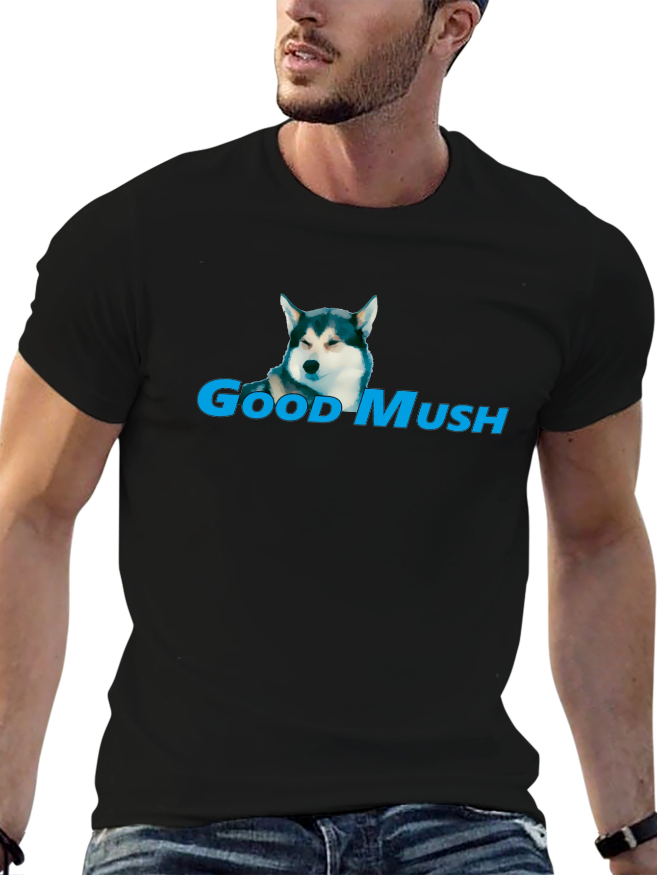 Good Mush Husky Graphic Black T-Shirt