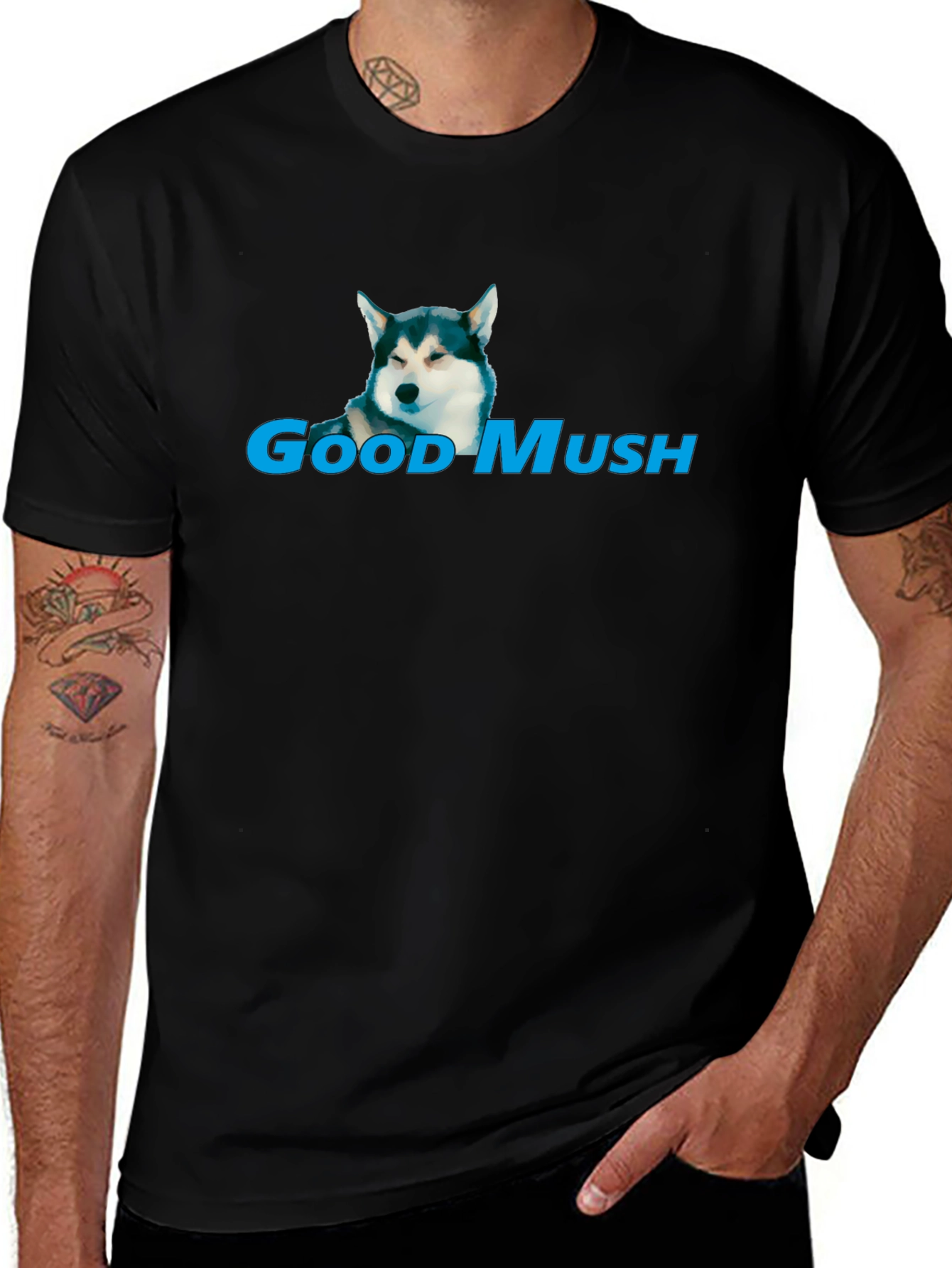 Good Mush Husky Graphic Black T-Shirt