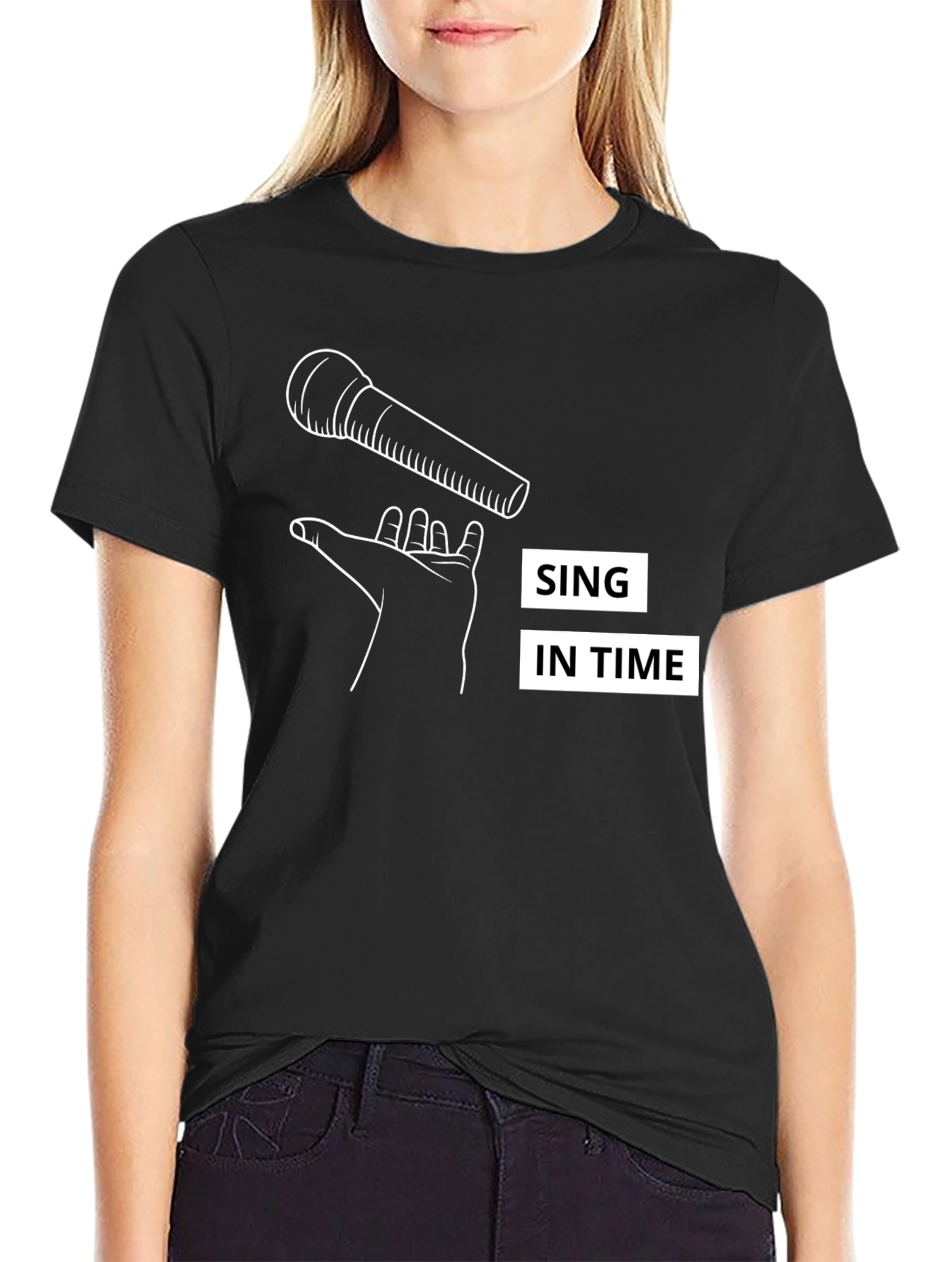Sing in Time Black Graphic Tee