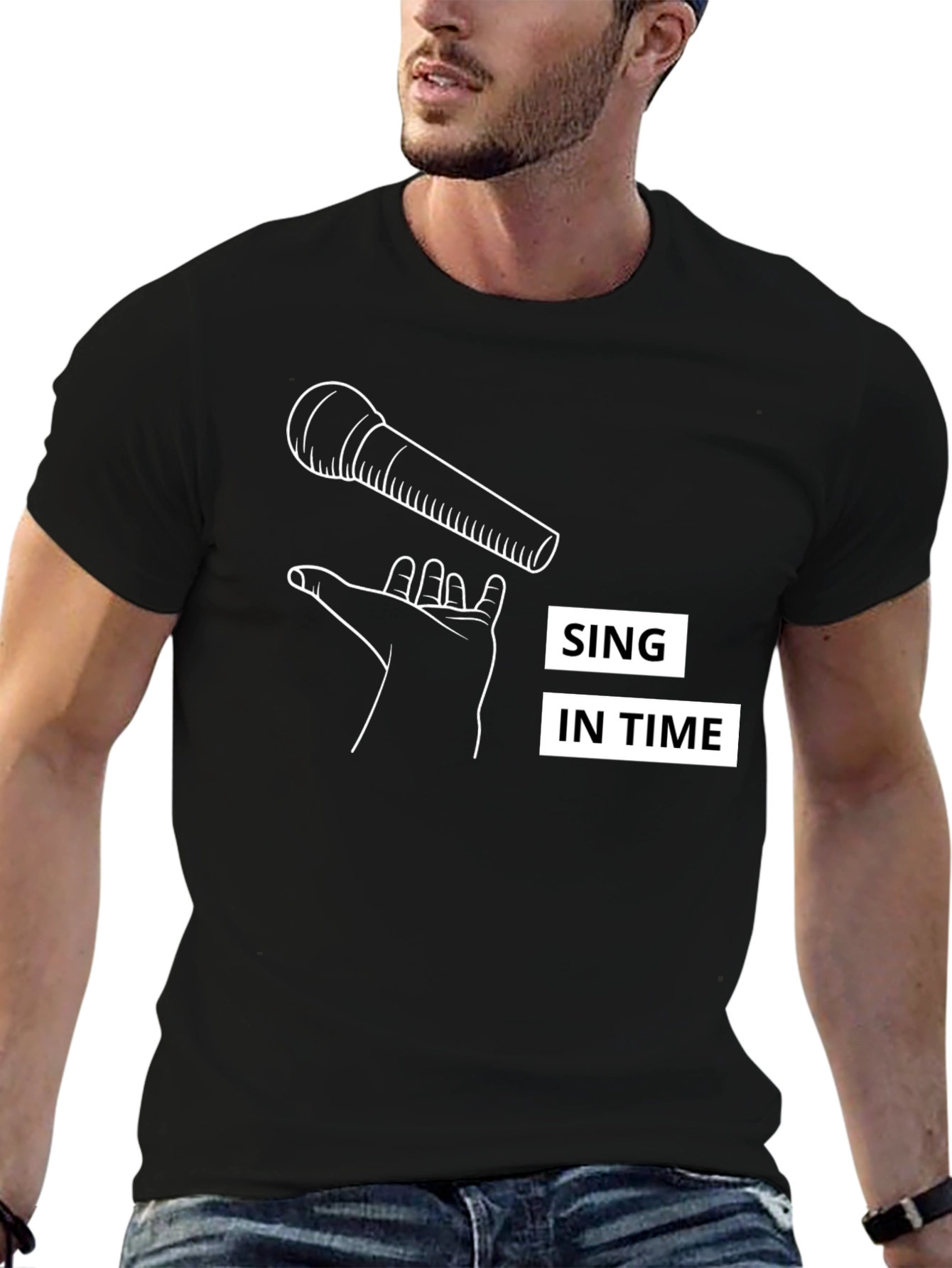 Sing in Time Black Graphic Tee