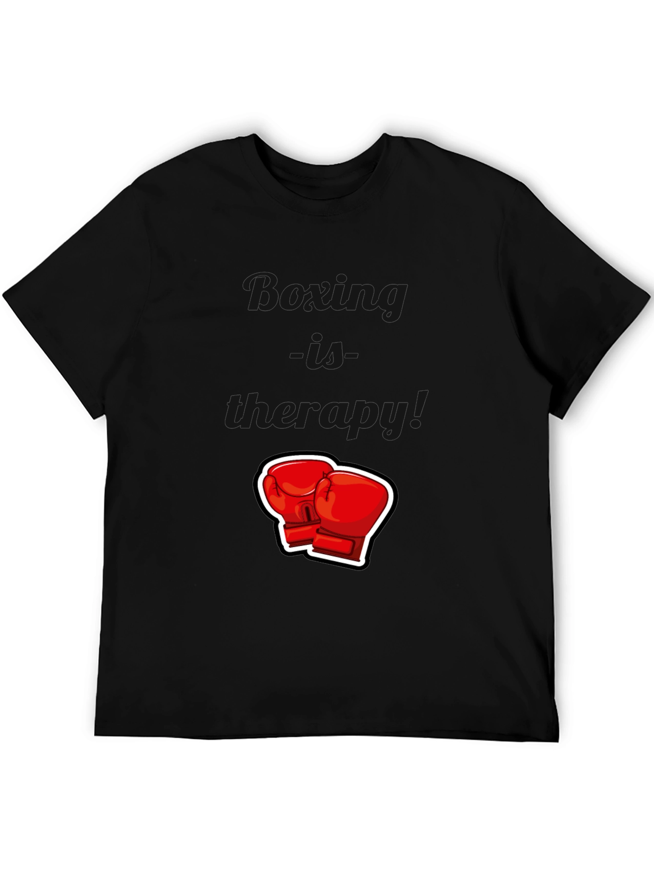 Black T-Shirt with Boxing Gloves Graphic