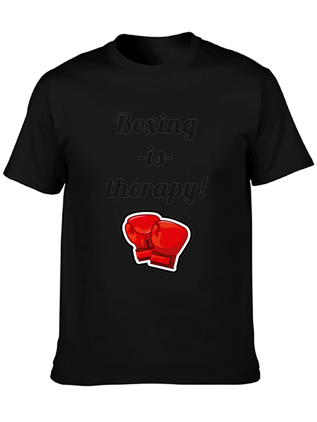 Black T-Shirt with Boxing Gloves Graphic