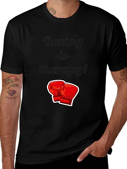 Black T-Shirt with Boxing Gloves Graphic