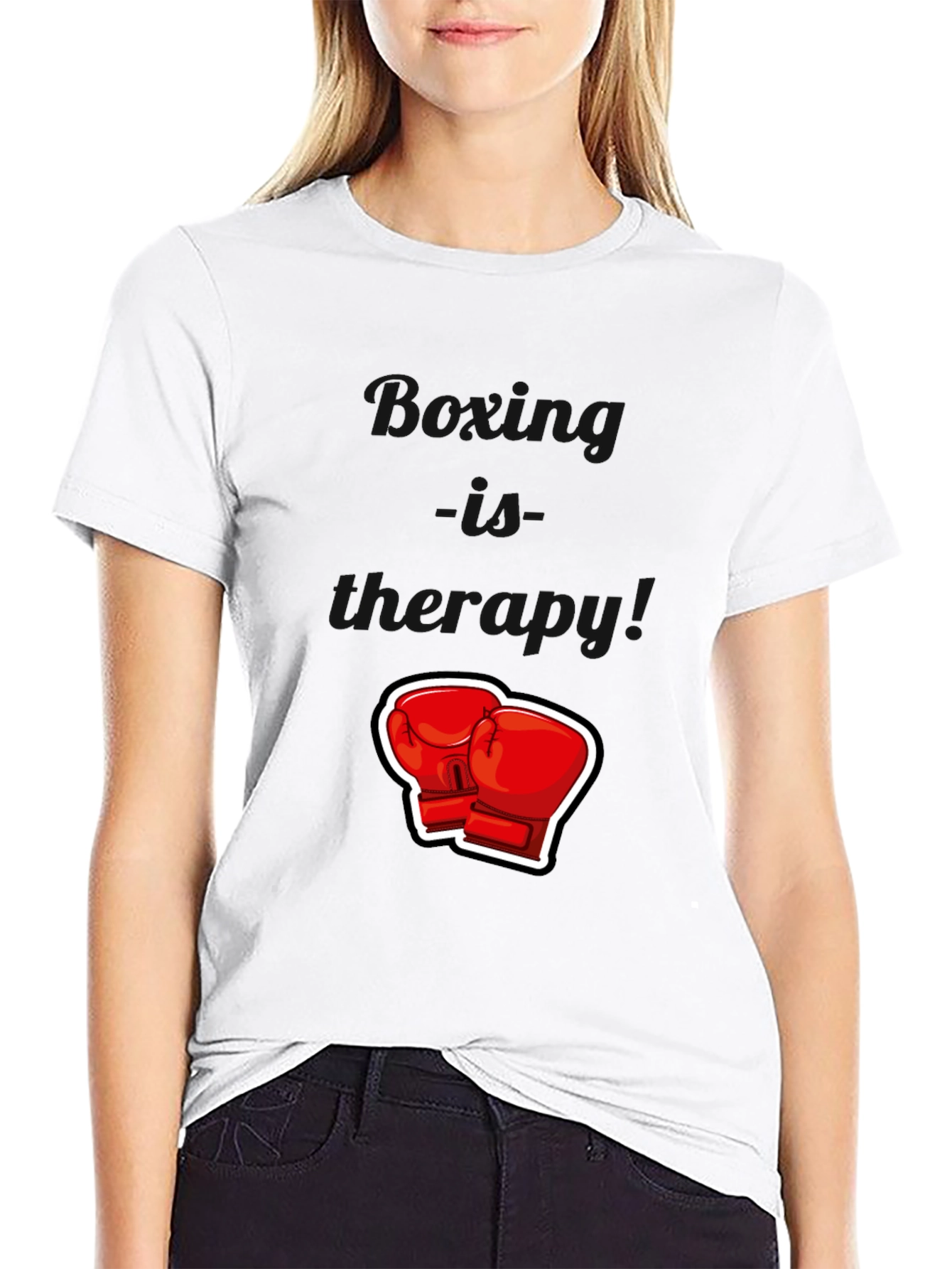 Black T-Shirt with Boxing Gloves Graphic