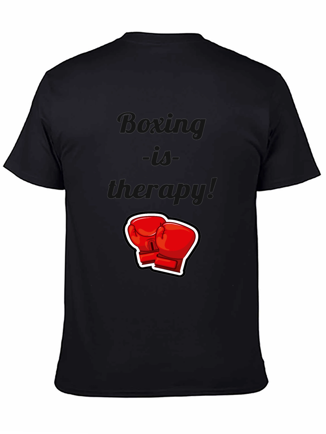 Black T-Shirt with Boxing Gloves Graphic