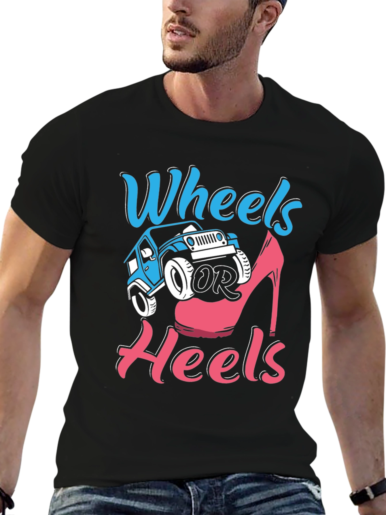 Wheels or Heels Gender Reveal T-Shirt