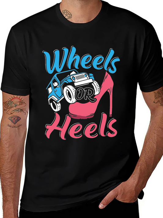 Wheels or Heels Gender Reveal T-Shirt