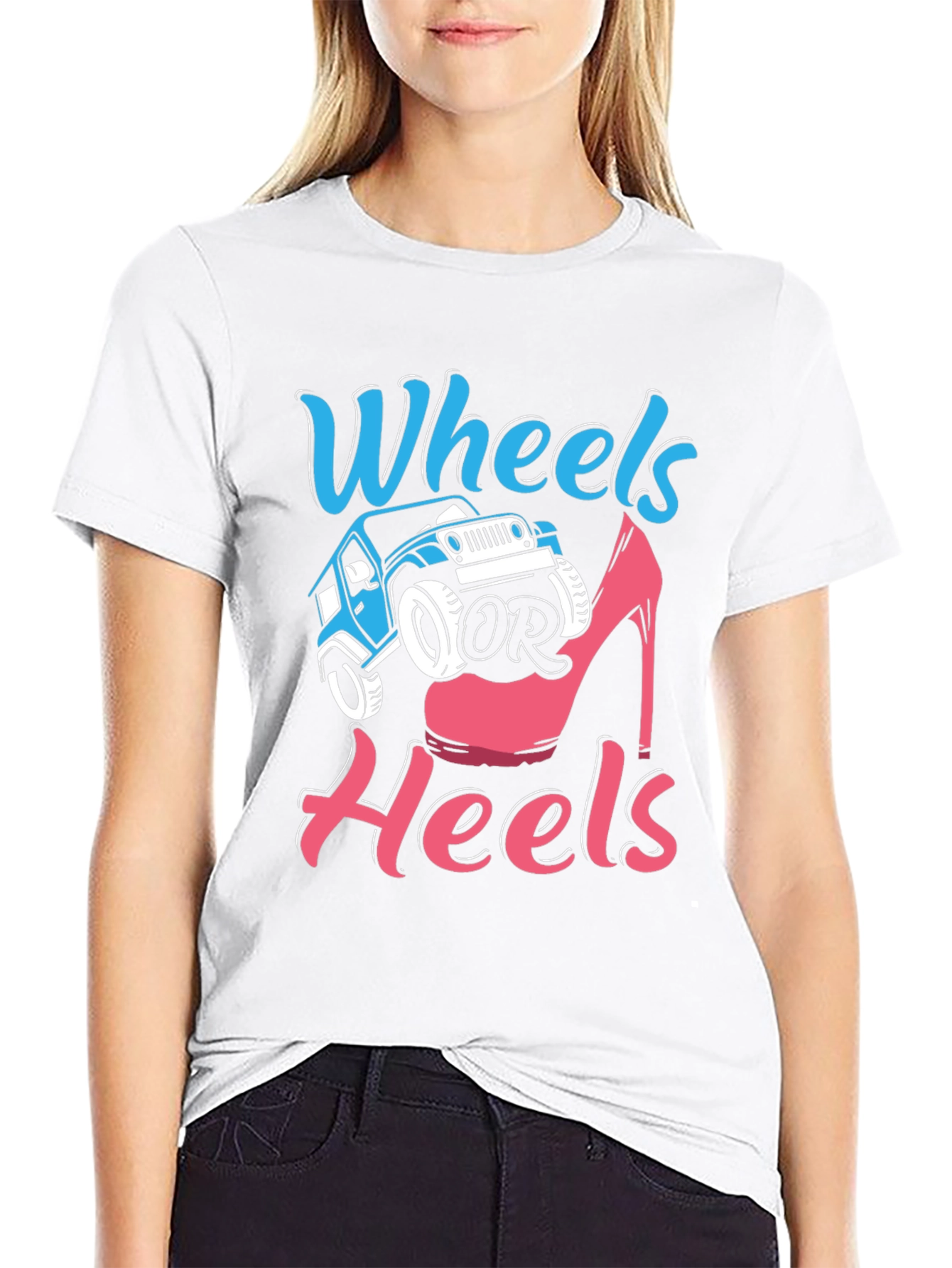 Wheels or Heels Gender Reveal T-Shirt