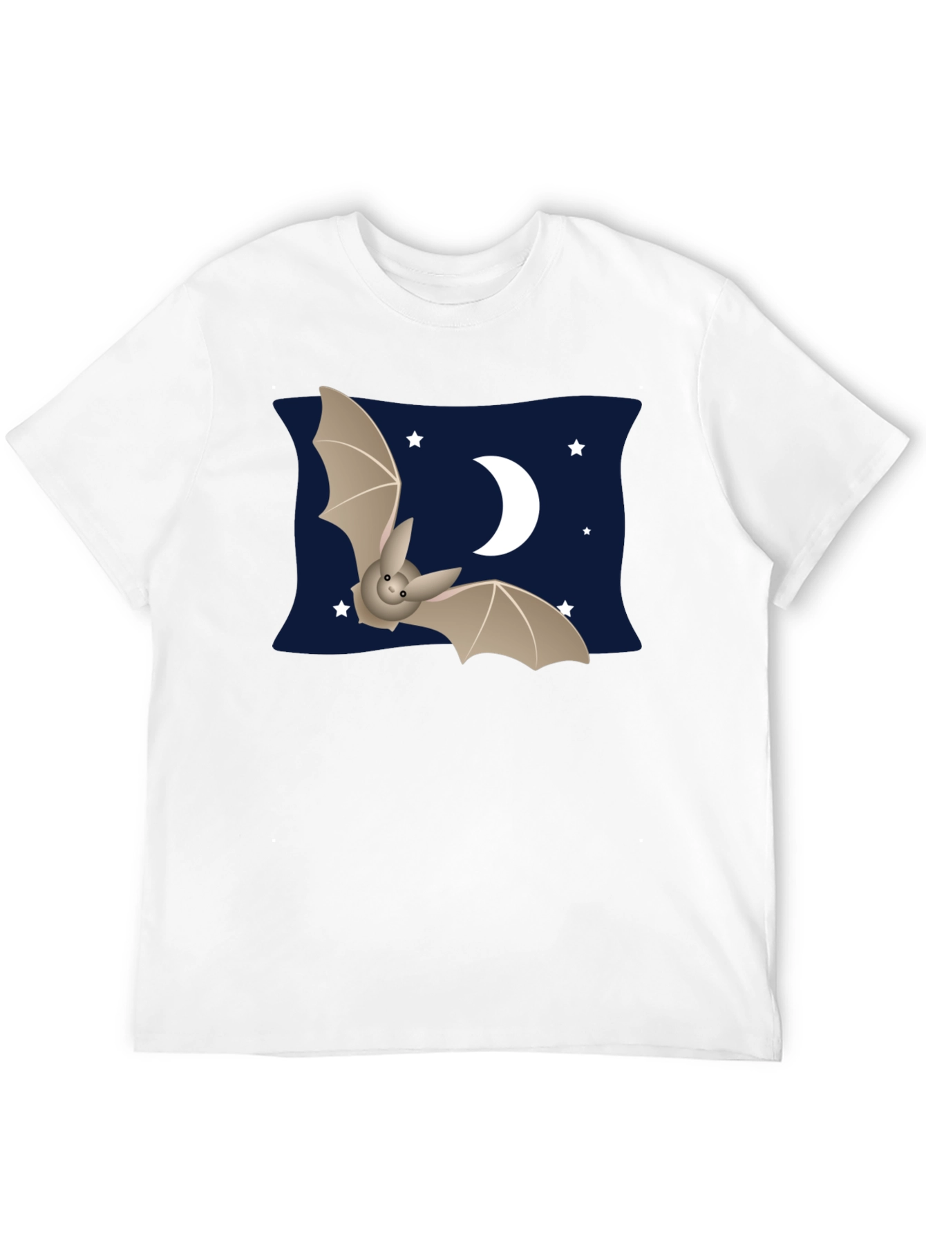 Cute Bat & Moon Graphic T-Shirt - Black