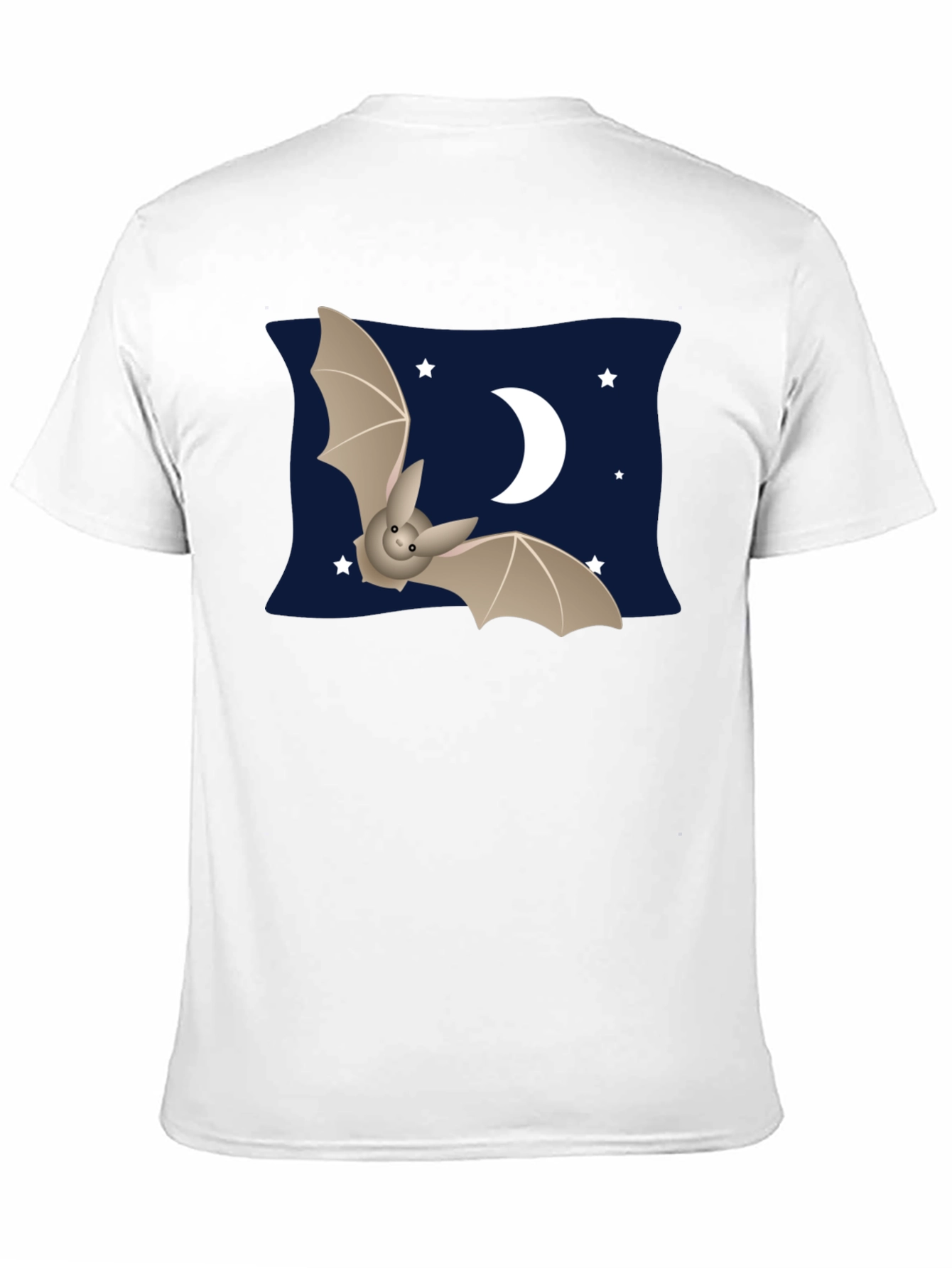 Cute Bat & Moon Graphic T-Shirt - Black