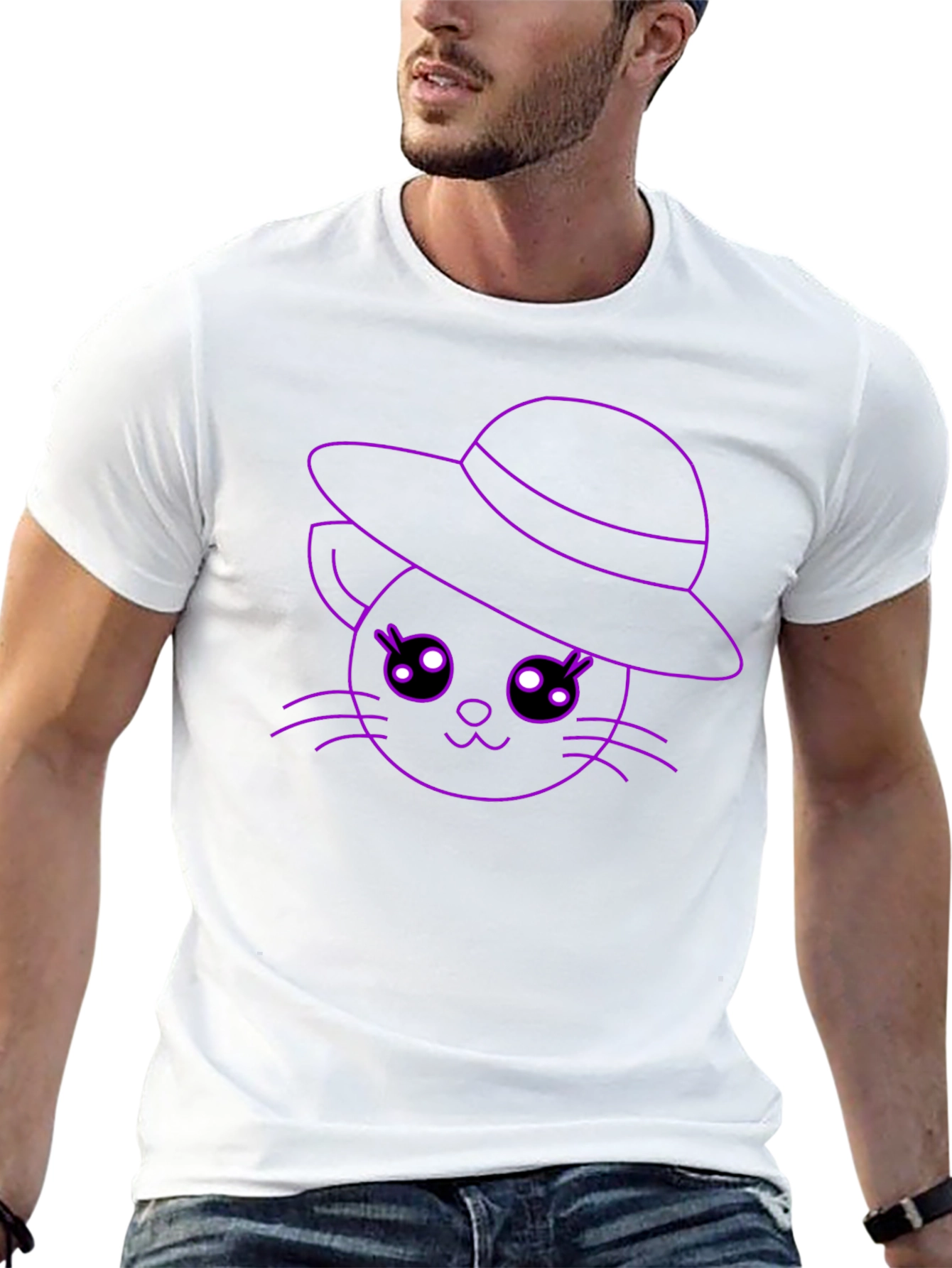 Cute Cat in Hat T-Shirt - Unisex Style