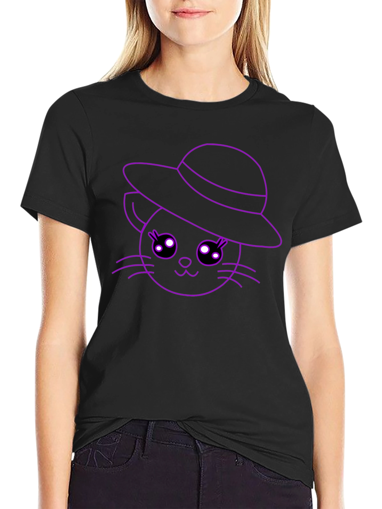 Cute Cat in Hat T-Shirt - Unisex Style