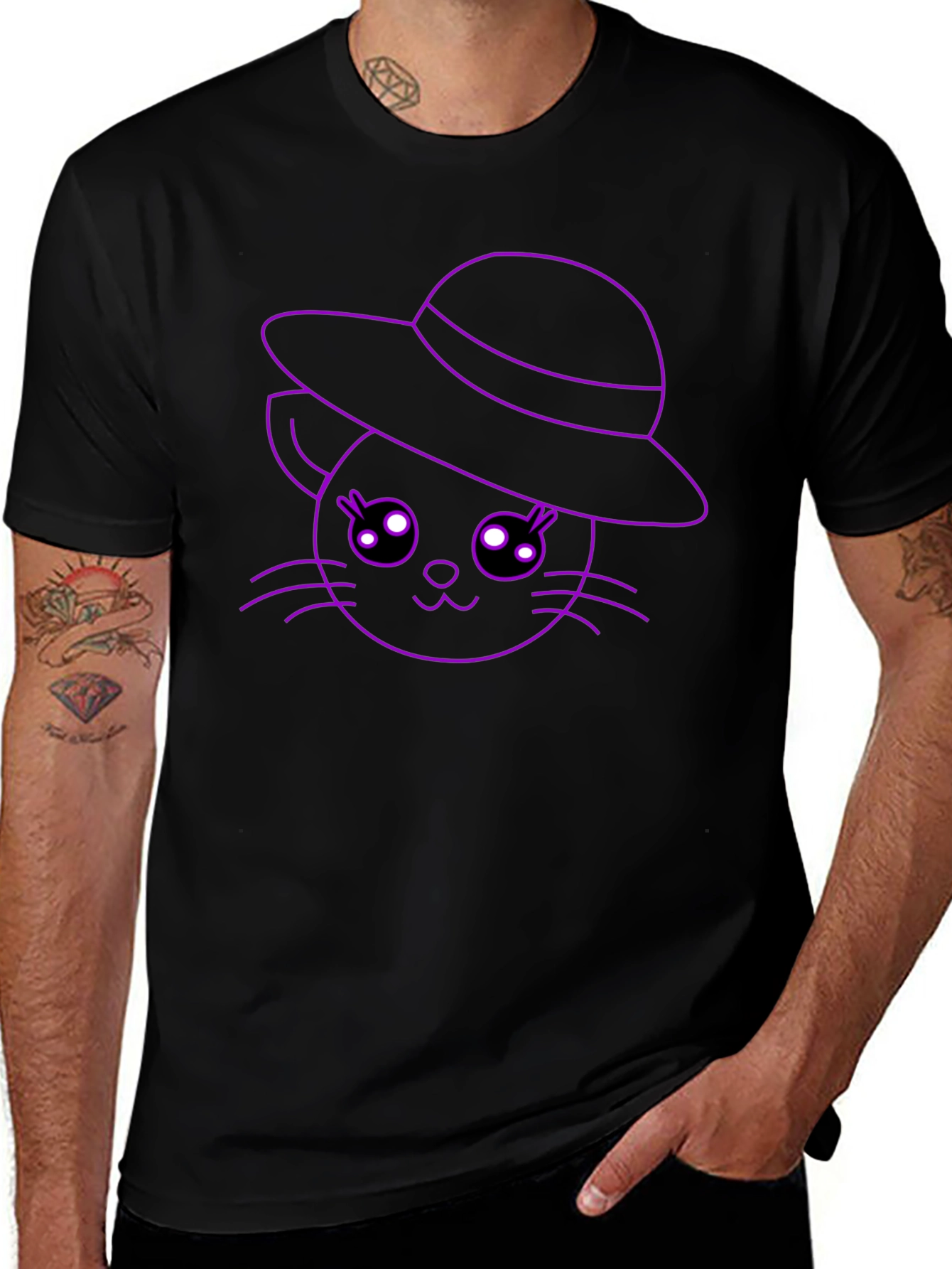 Cute Cat in Hat T-Shirt - Unisex Style
