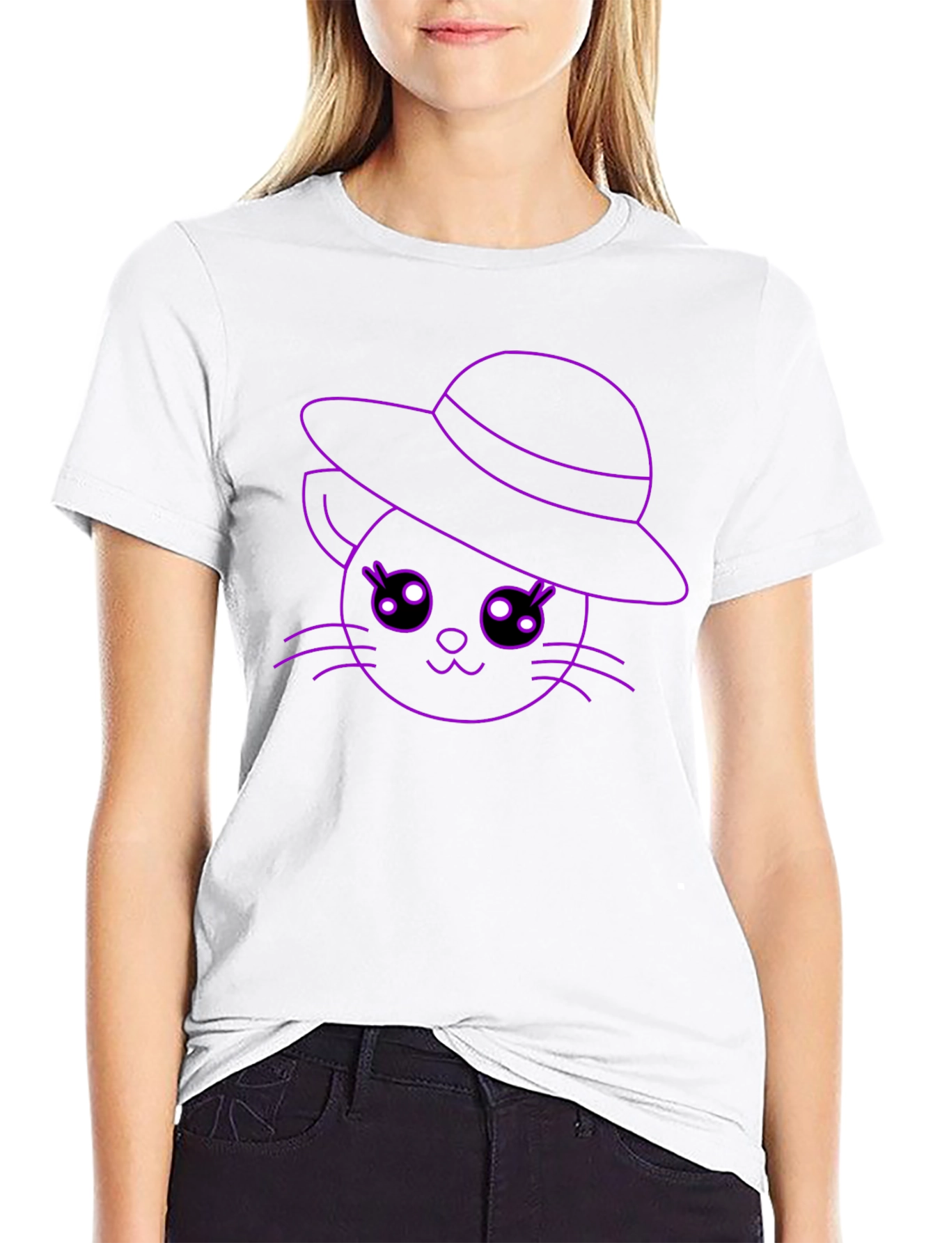 Cute Cat in Hat T-Shirt - Unisex Style