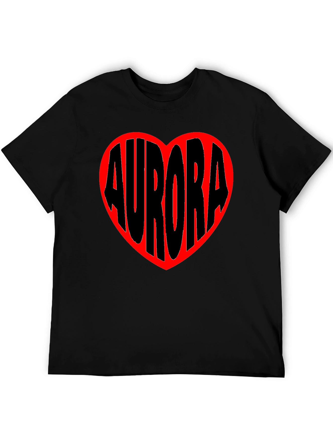 Aurora Heart Graphic Tee - Black Cotton Blend