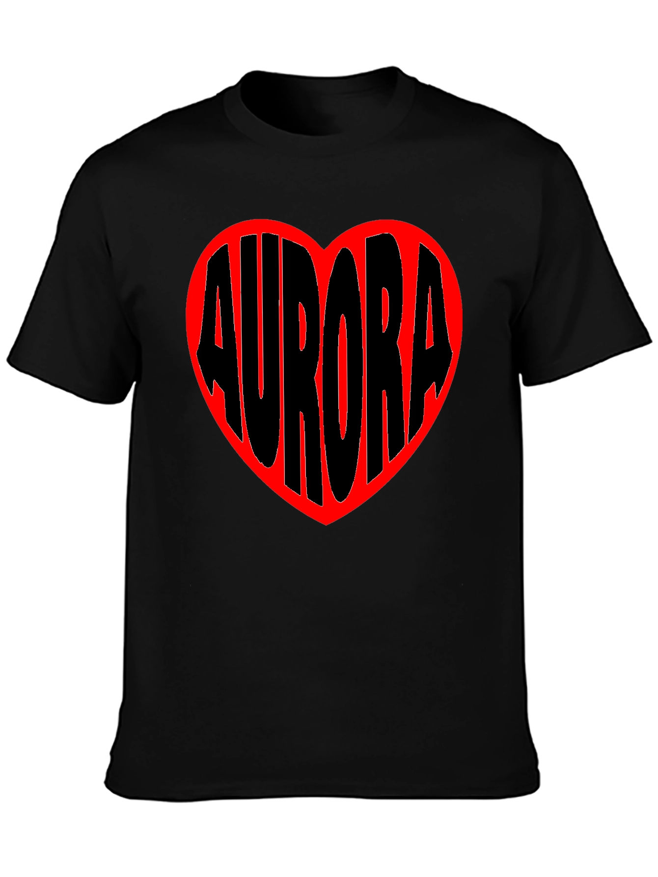 Aurora Heart Graphic Tee - Black Cotton Blend