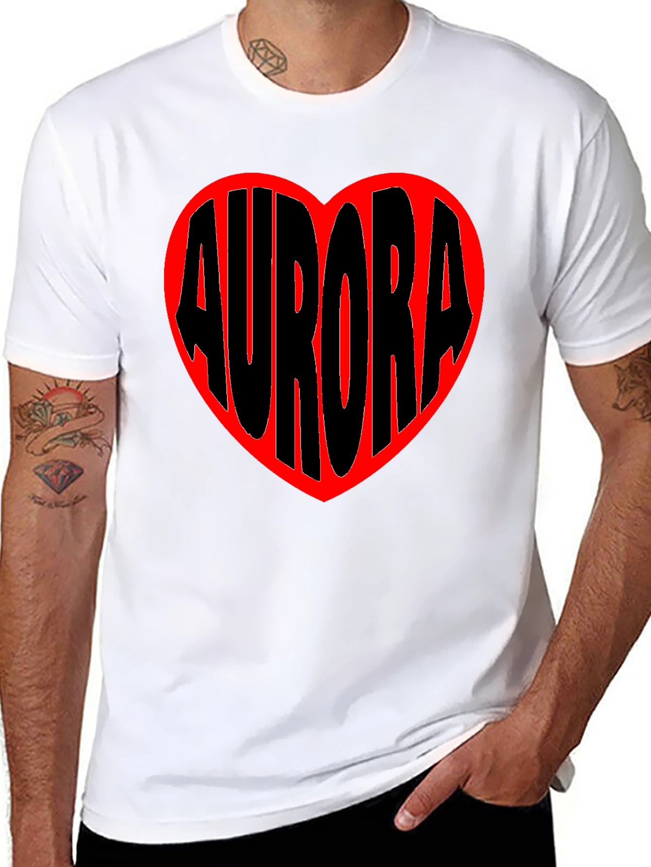 Aurora Heart Graphic Tee - Black Cotton Blend