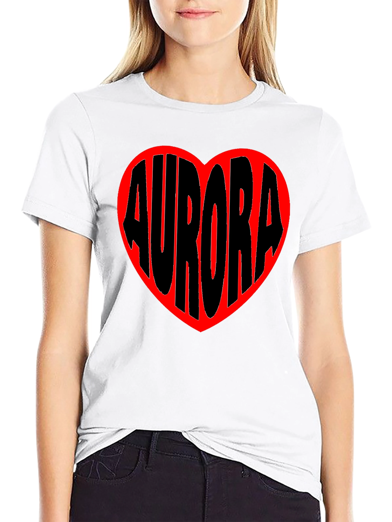 Aurora Heart Graphic Tee - Black Cotton Blend