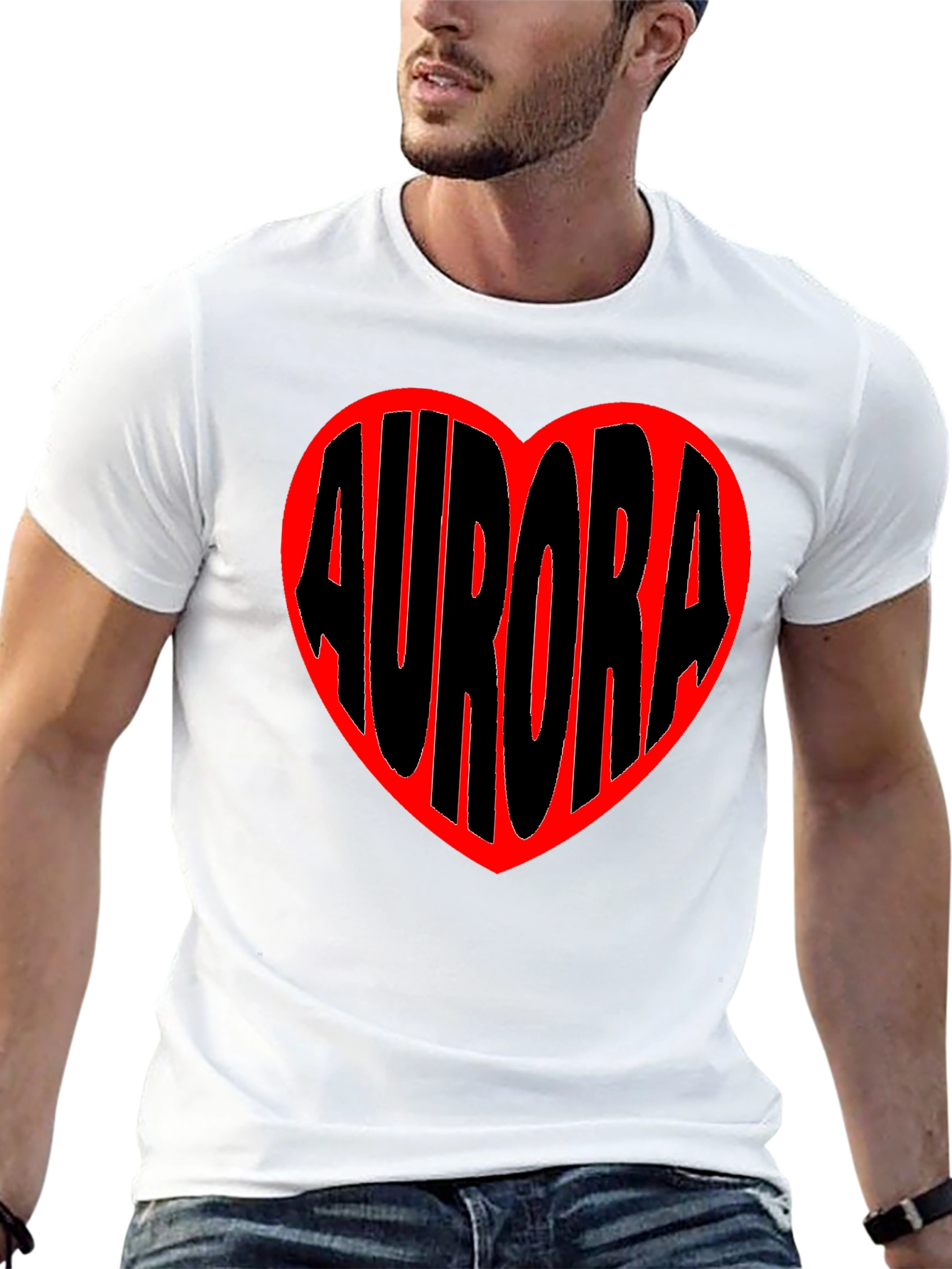 Aurora Heart Graphic Tee - Black Cotton Blend